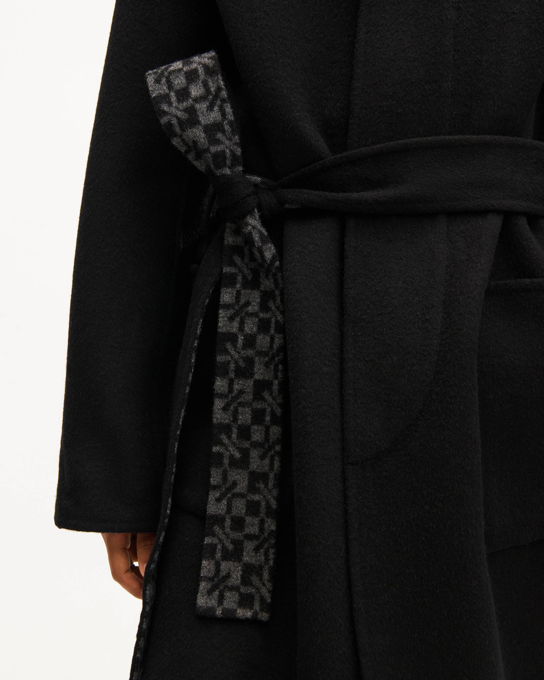 Cappotto double face con cintura in lana