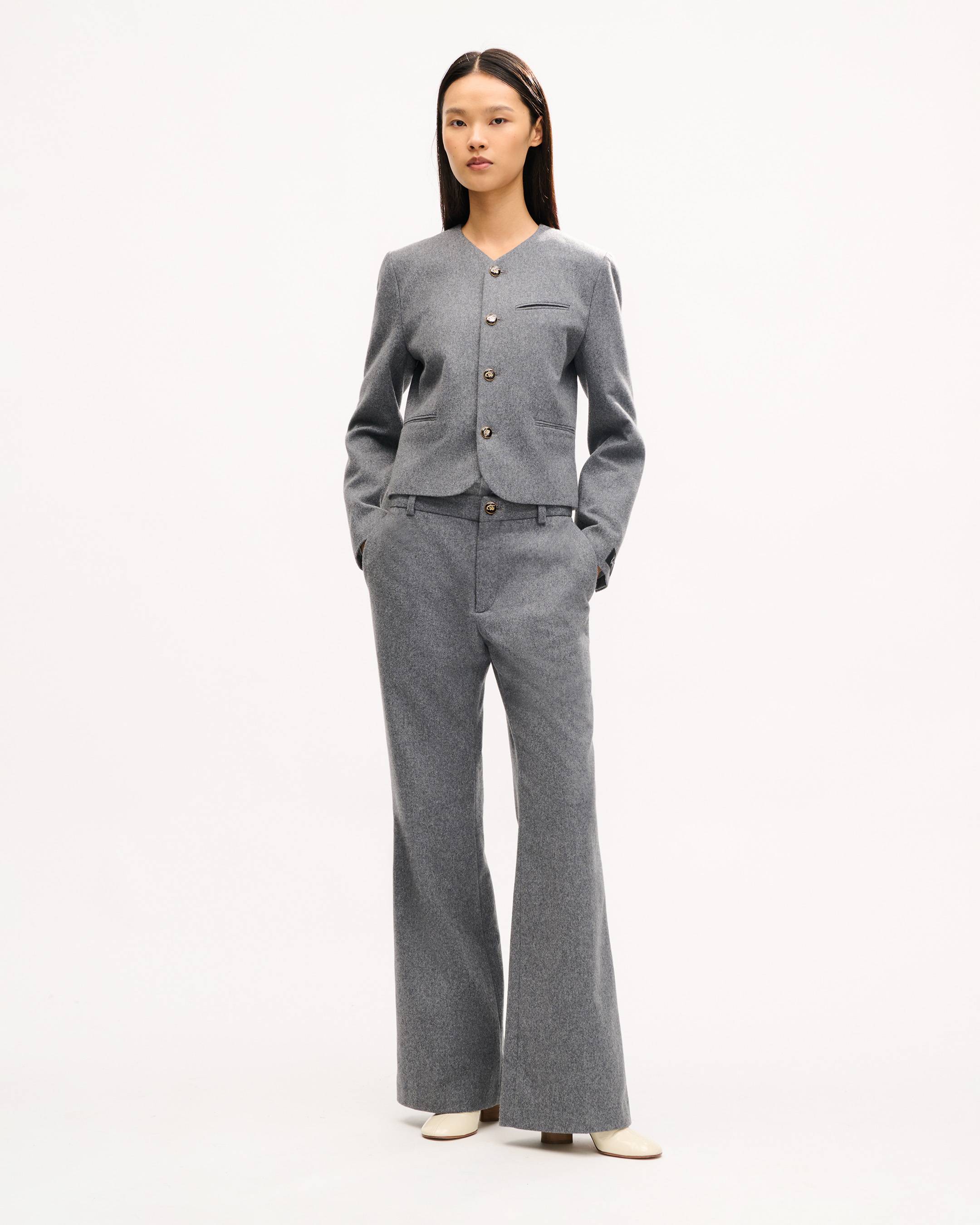 Pantaloni svasati in misto lana
