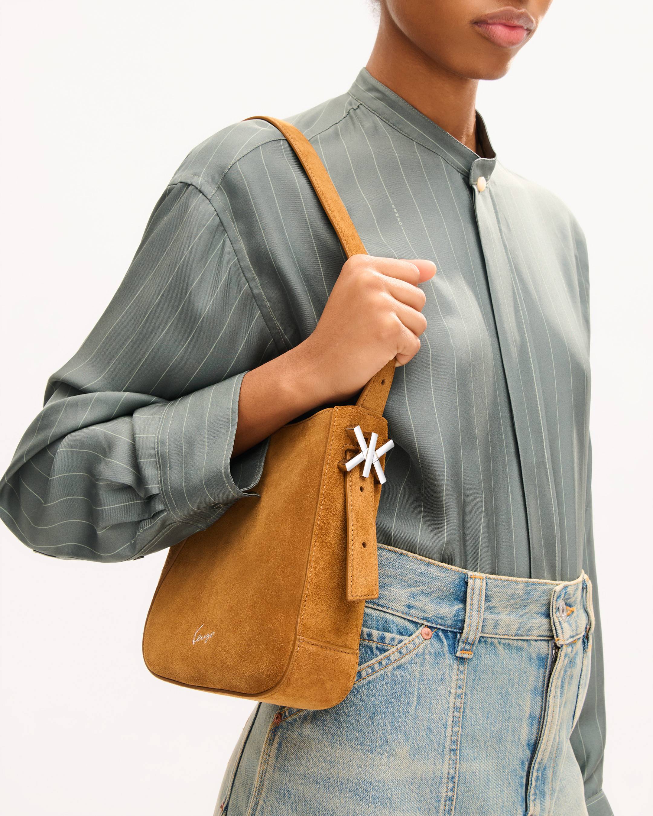 'KENZO Nami' small hobo bag in suede leather