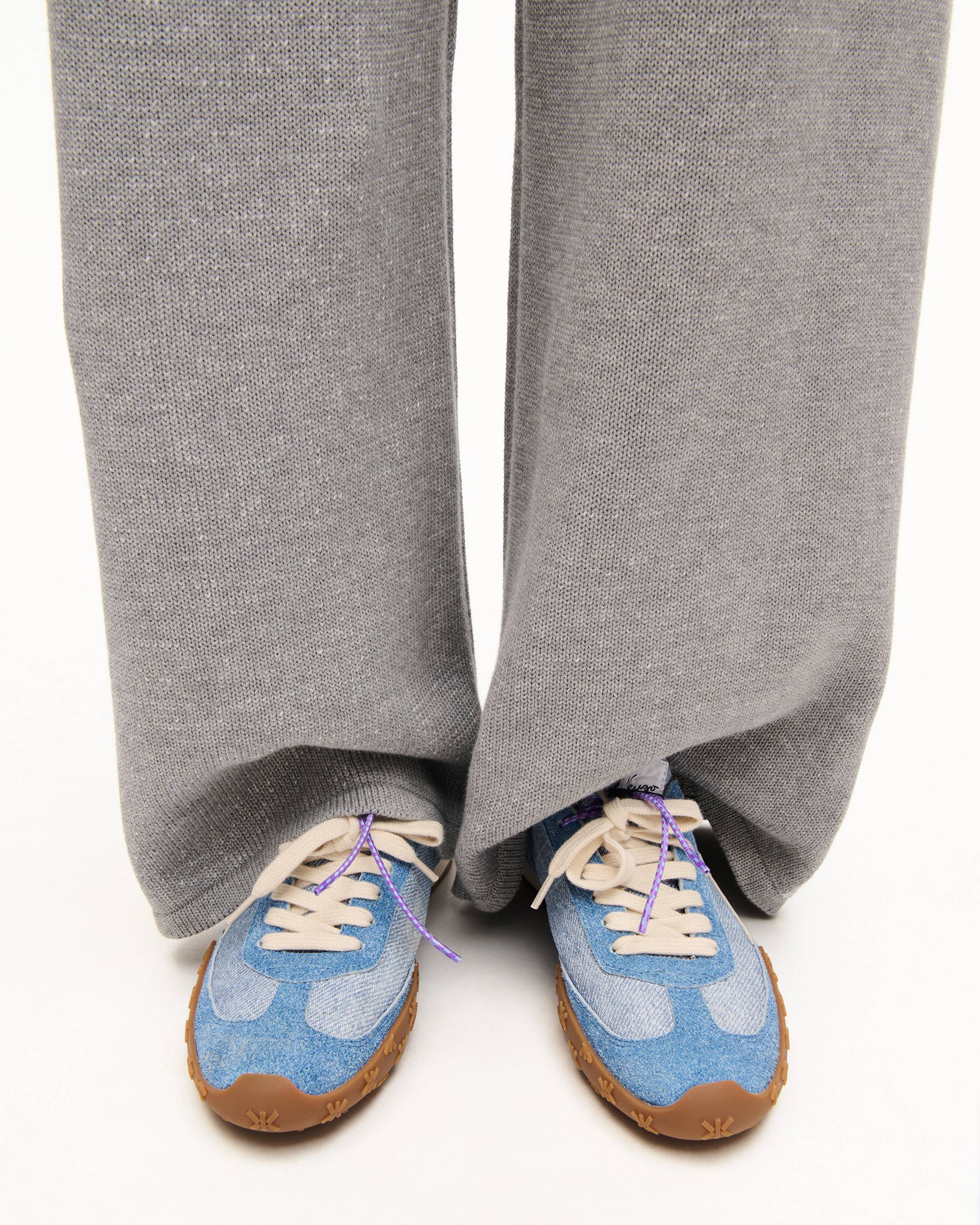 Baskets basses 'Kenzorush' en cuir fa&ccedil;on denim