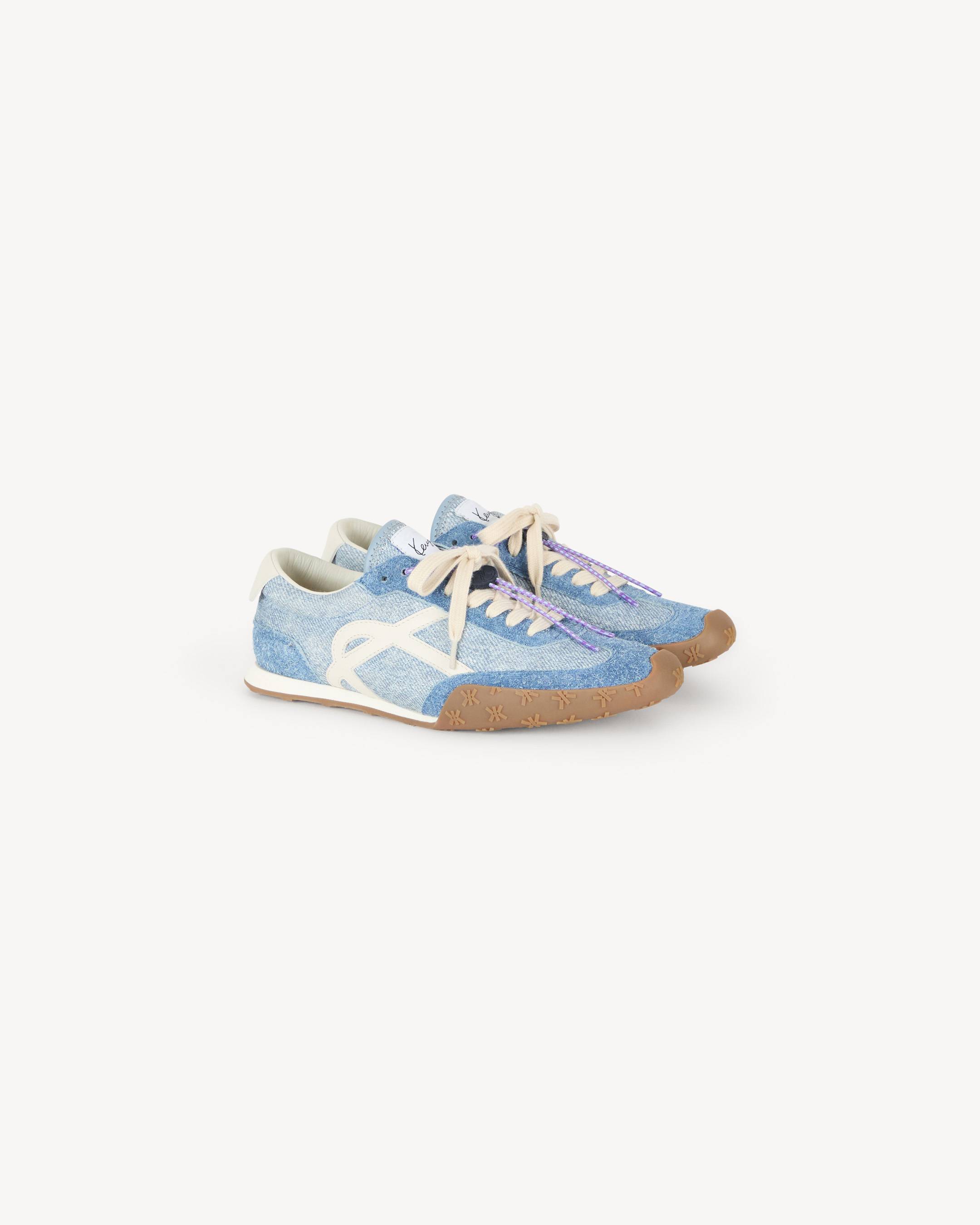 Baskets basses 'Kenzorush' en cuir fa&ccedil;on denim