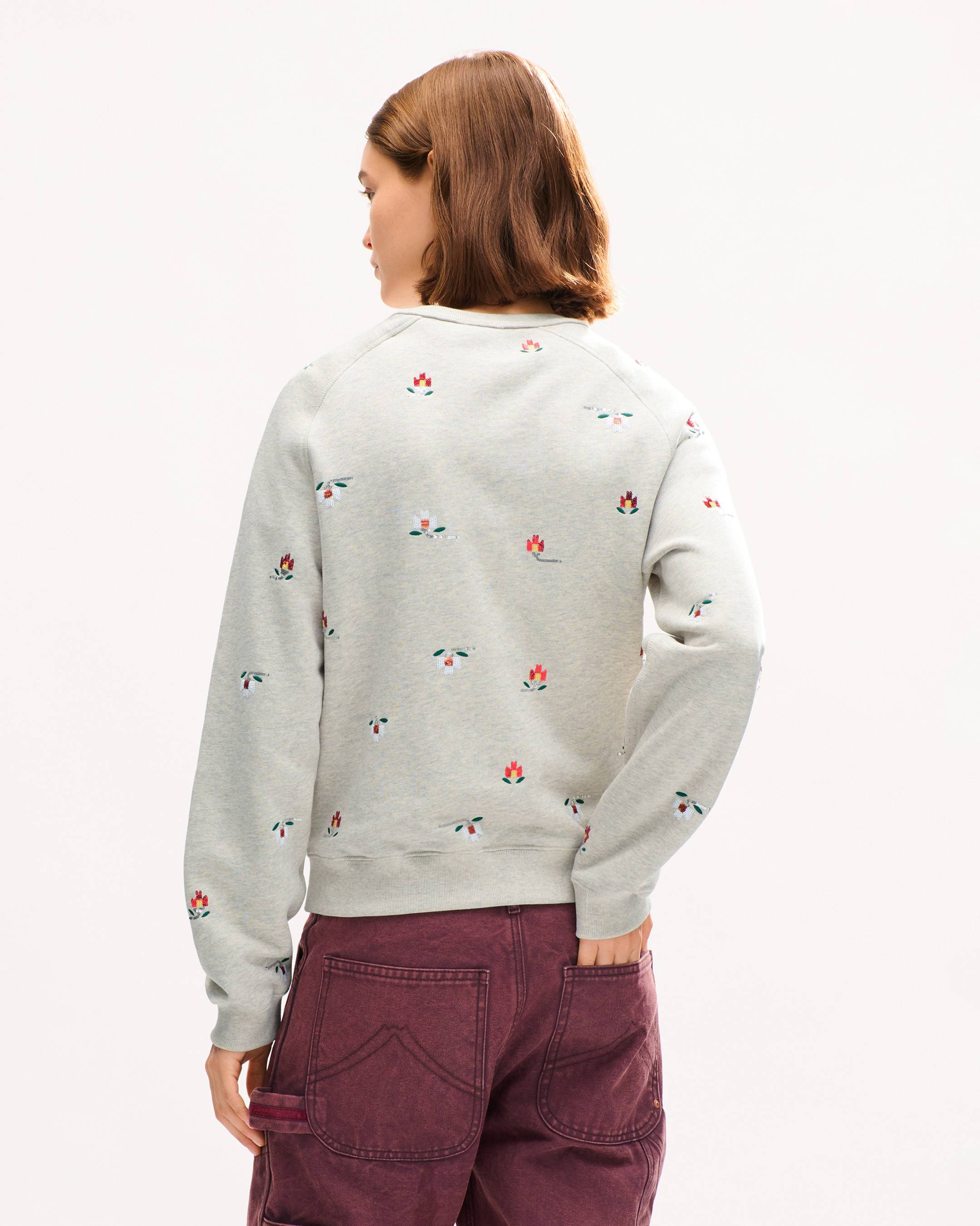 'KENZO Ikat Flower' embroidered freedom sleeves sweatshirt in cotton