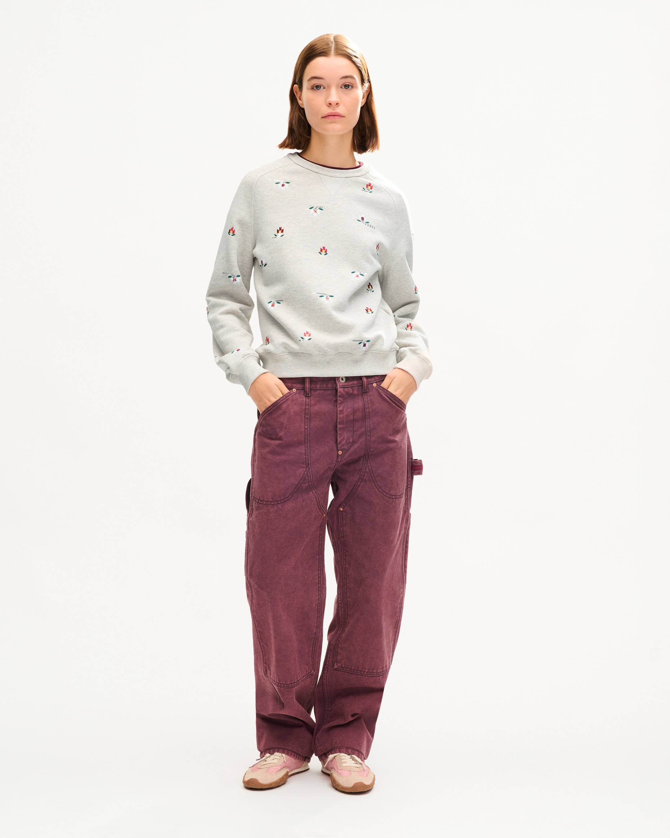 'KENZO Ikat Flower' embroidered freedom sleeves sweatshirt in cotton