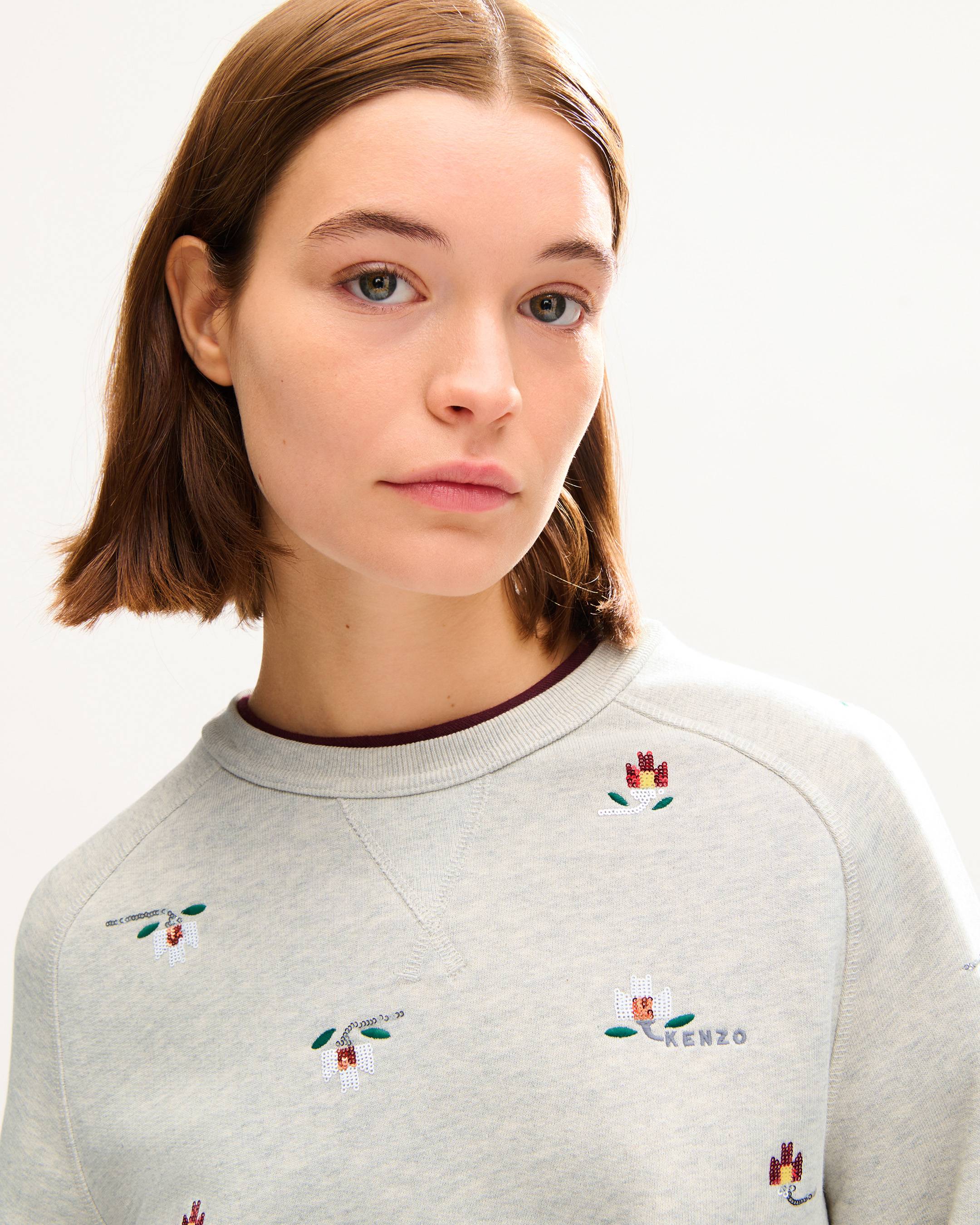 'KENZO Ikat Flower' embroidered freedom sleeves sweatshirt in cotton