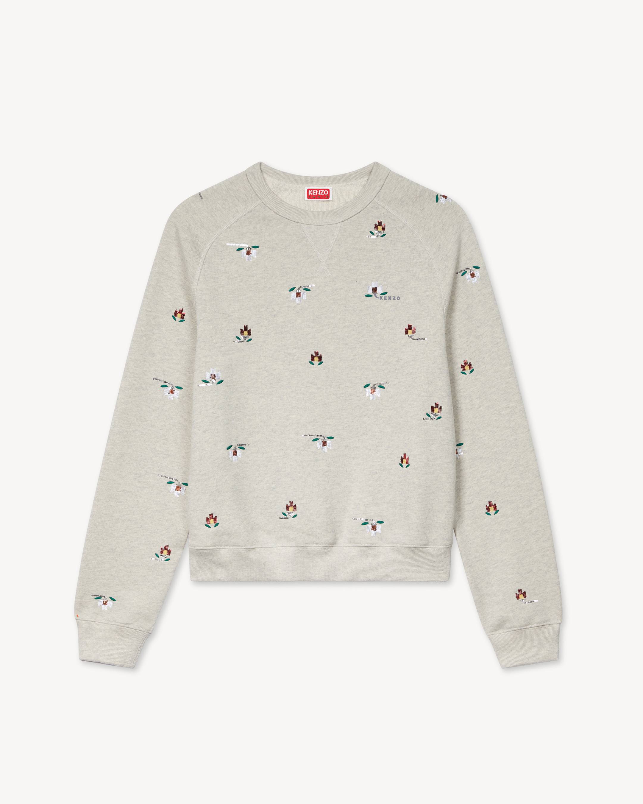 'KENZO Ikat Flower' embroidered freedom sleeves sweatshirt in cotton