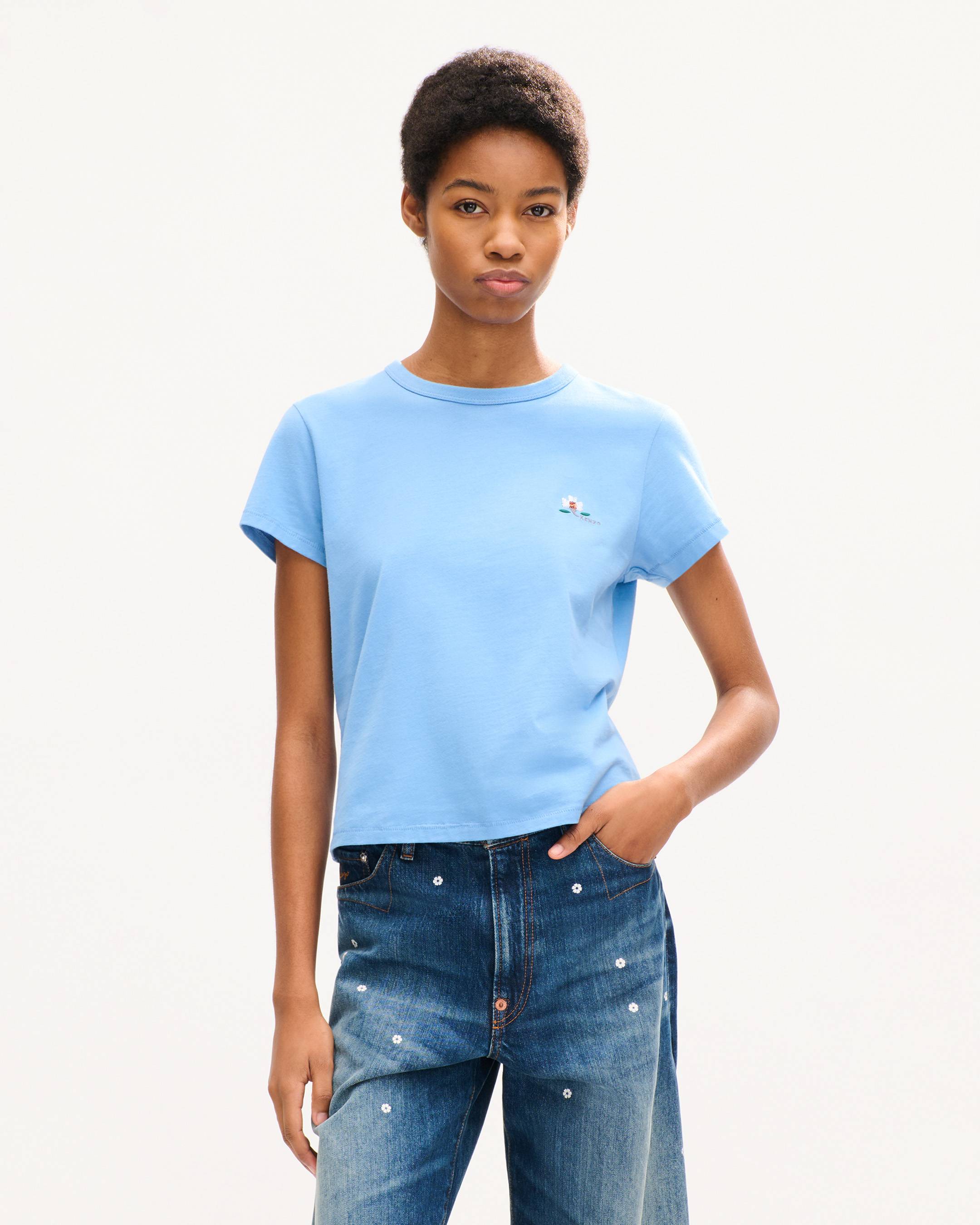 'KENZO Ikat Flower' embroidered T-shirt in cotton