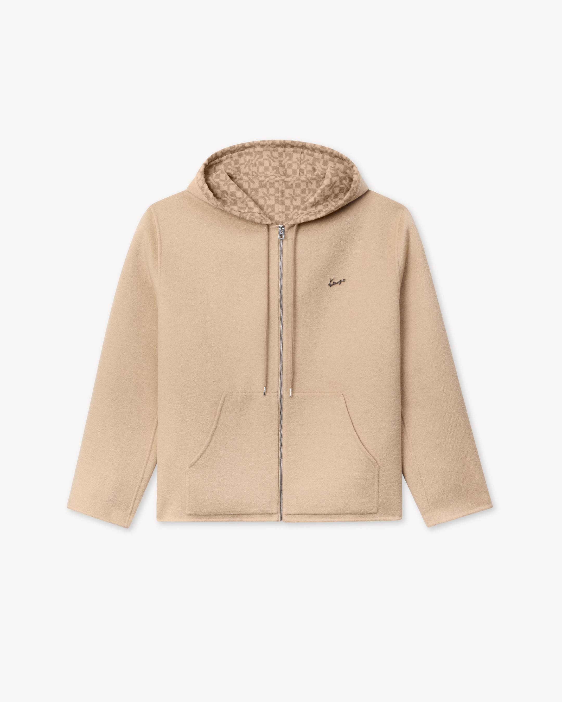 Blouson &agrave; capuche 'Kenzogram' en laine m&eacute;lang&eacute;e