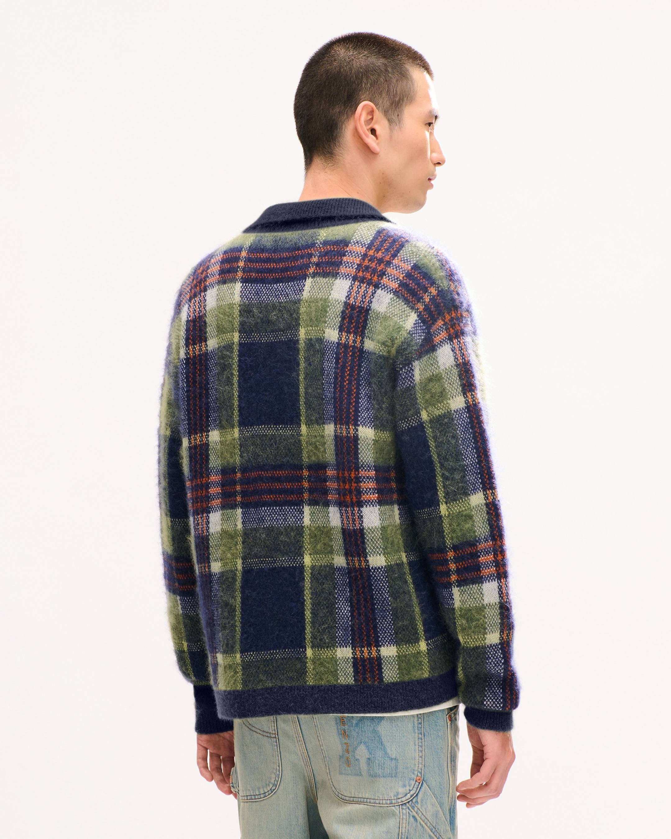 Cardigan 'KENZO Checks' en alpaga m&eacute;lang&eacute;