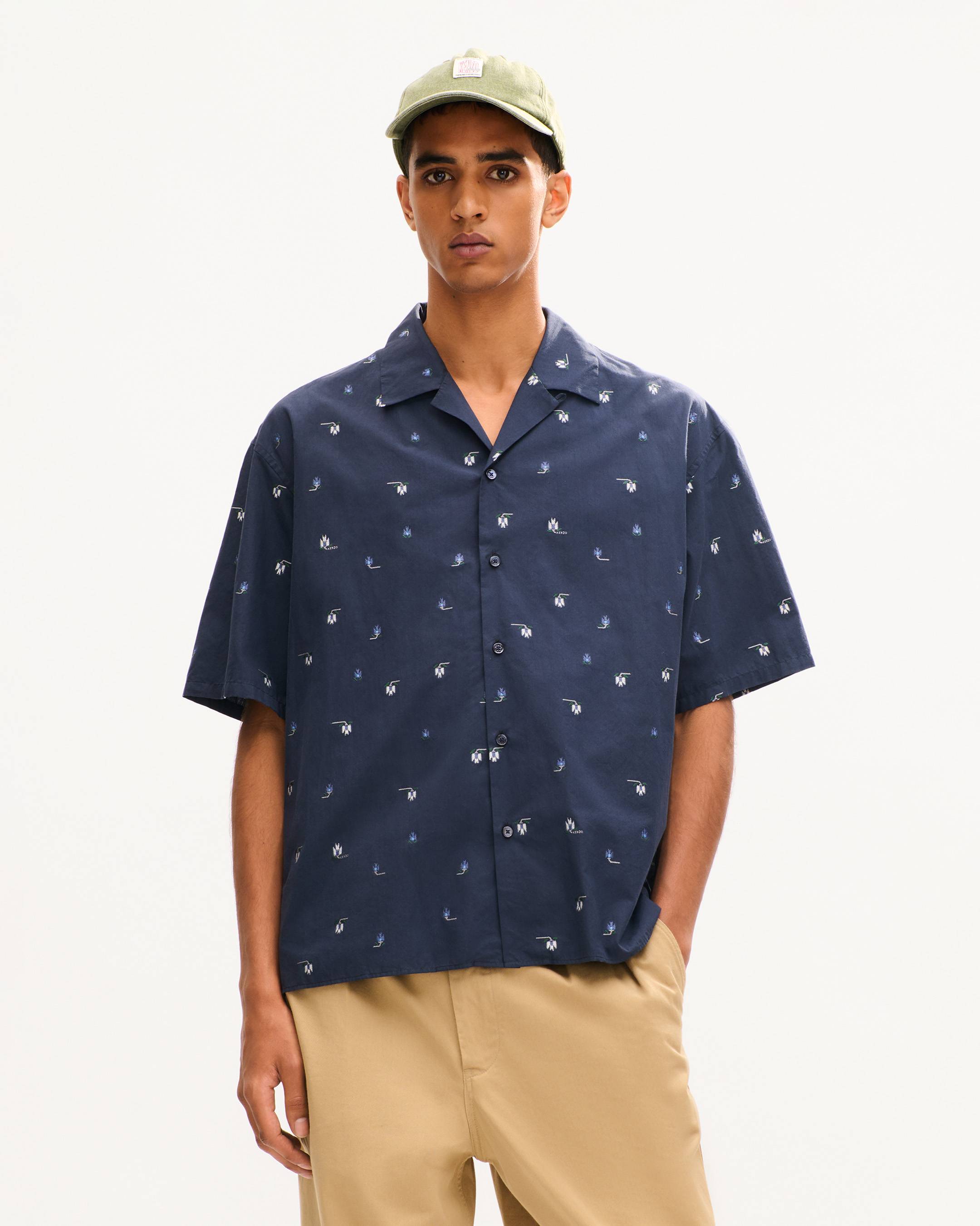 Camicia hawaiana a maniche corte in cotone 'KENZO Ikat Flower'