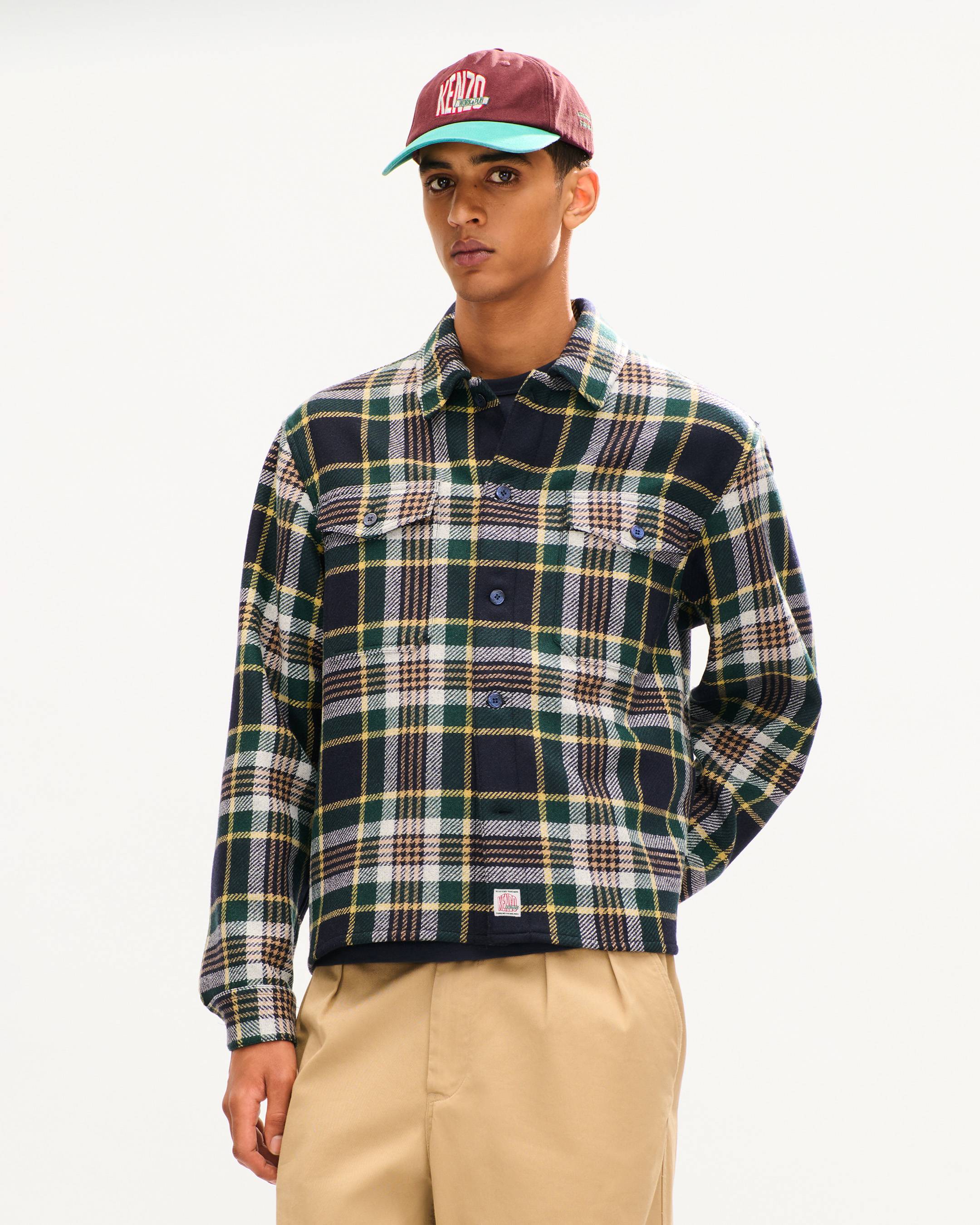 'KENZO Work And Play' genderless overshirt in mixed wool