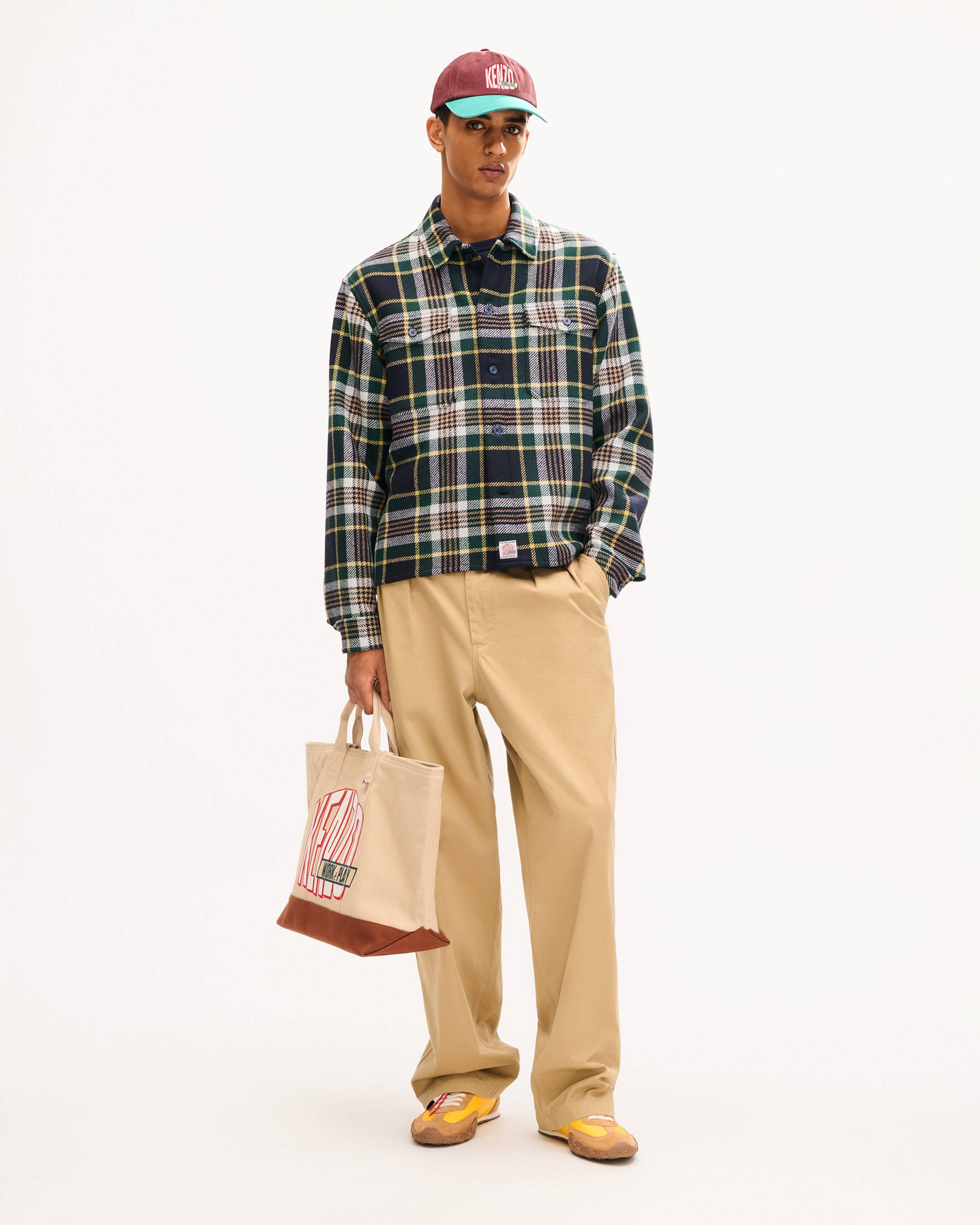 'KENZO Work And Play' genderless overshirt in mixed wool
