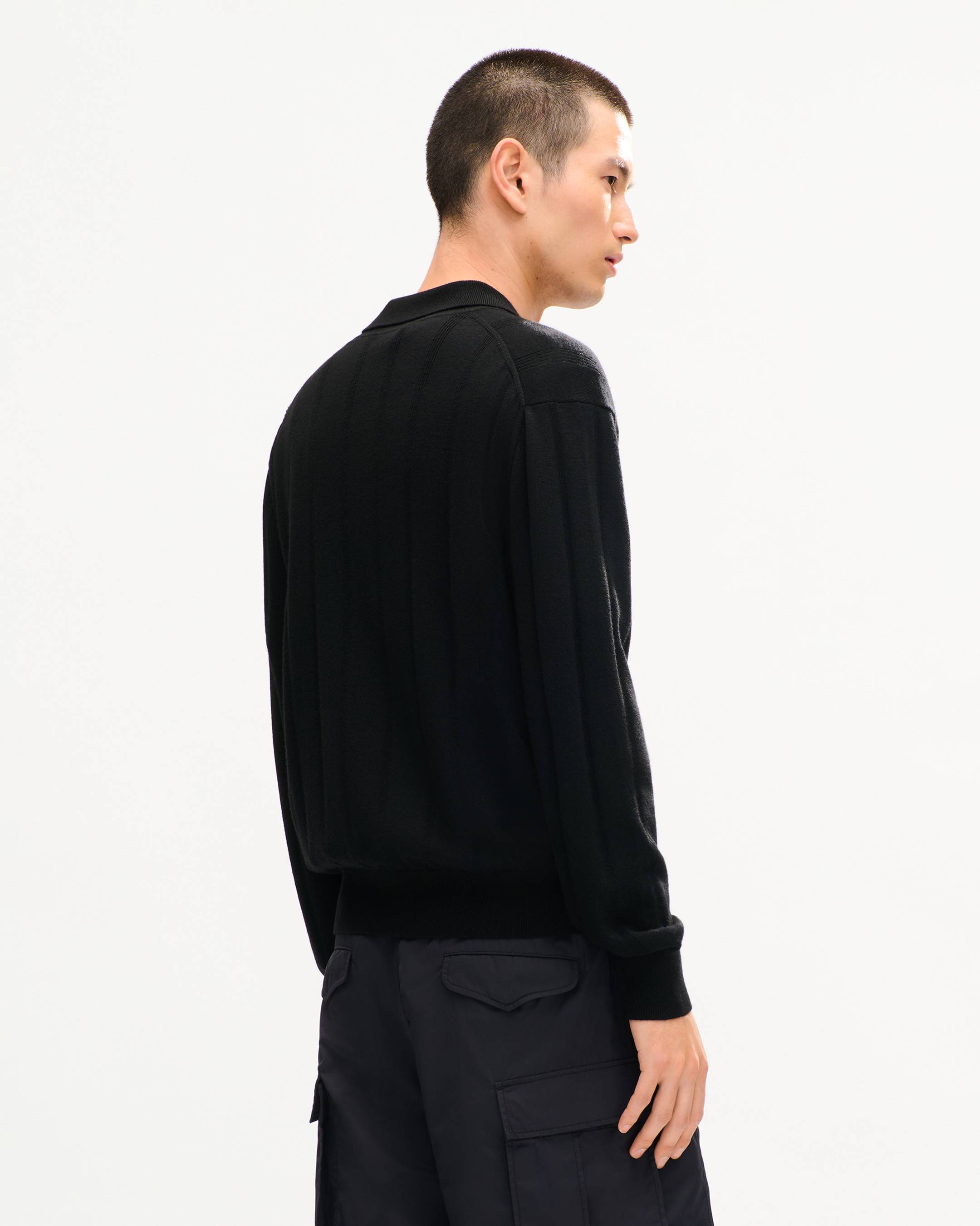 Polo a maniche lunghe in lana merino 'KENZO Signature'