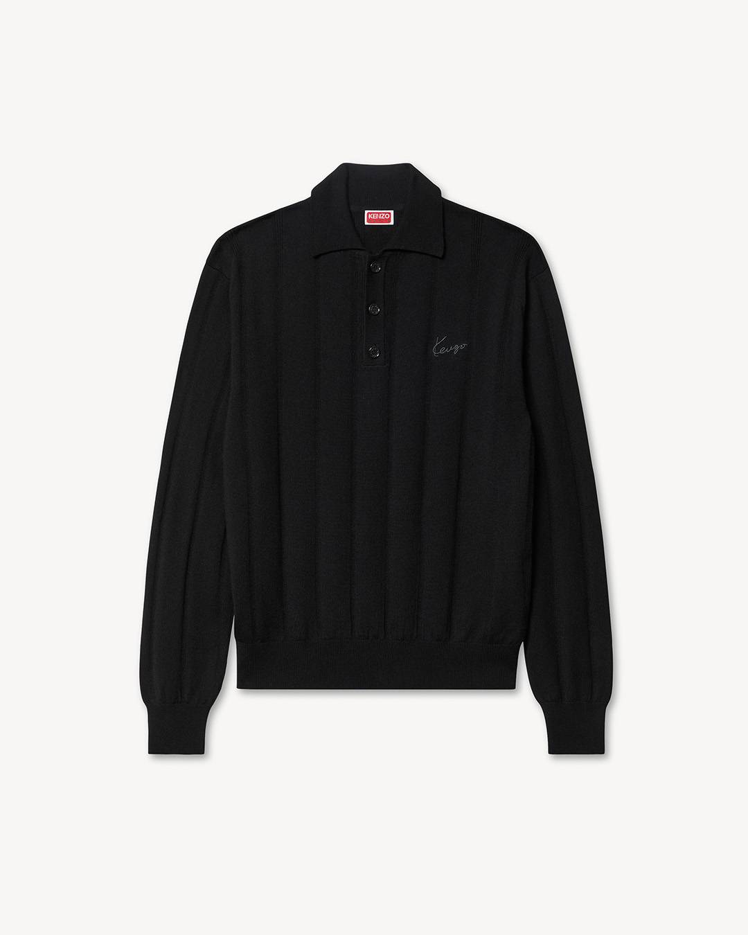 Polo a maniche lunghe in lana merino 'KENZO Signature'