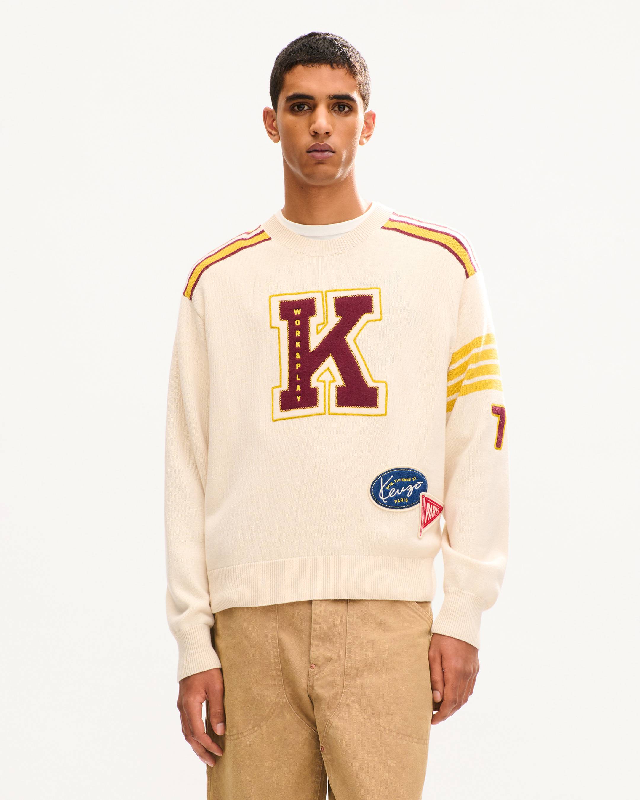 'KENZO Work And Play' embroidered jumper in wool and cotton