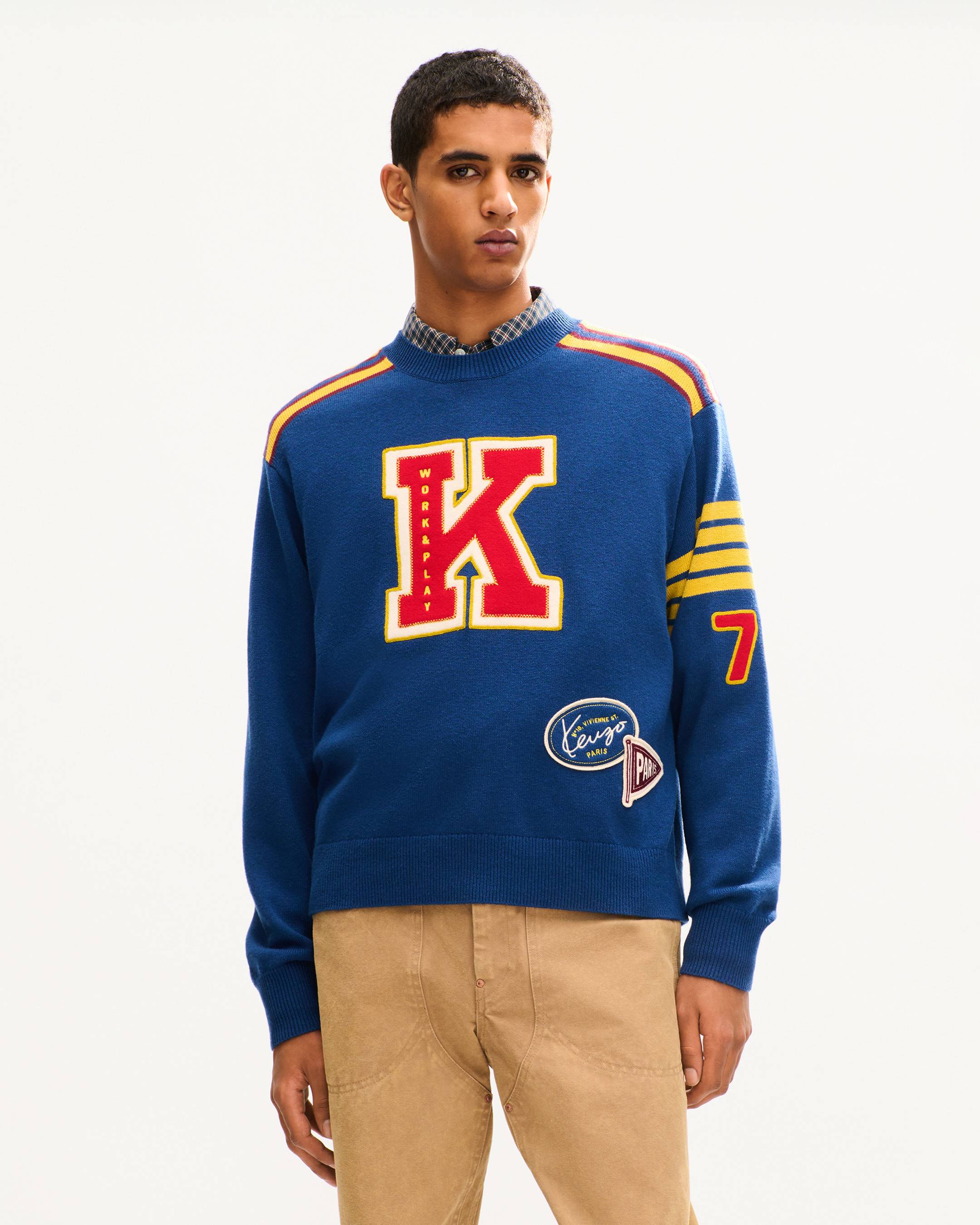 'KENZO Work And Play' embroidered jumper in wool and cotton