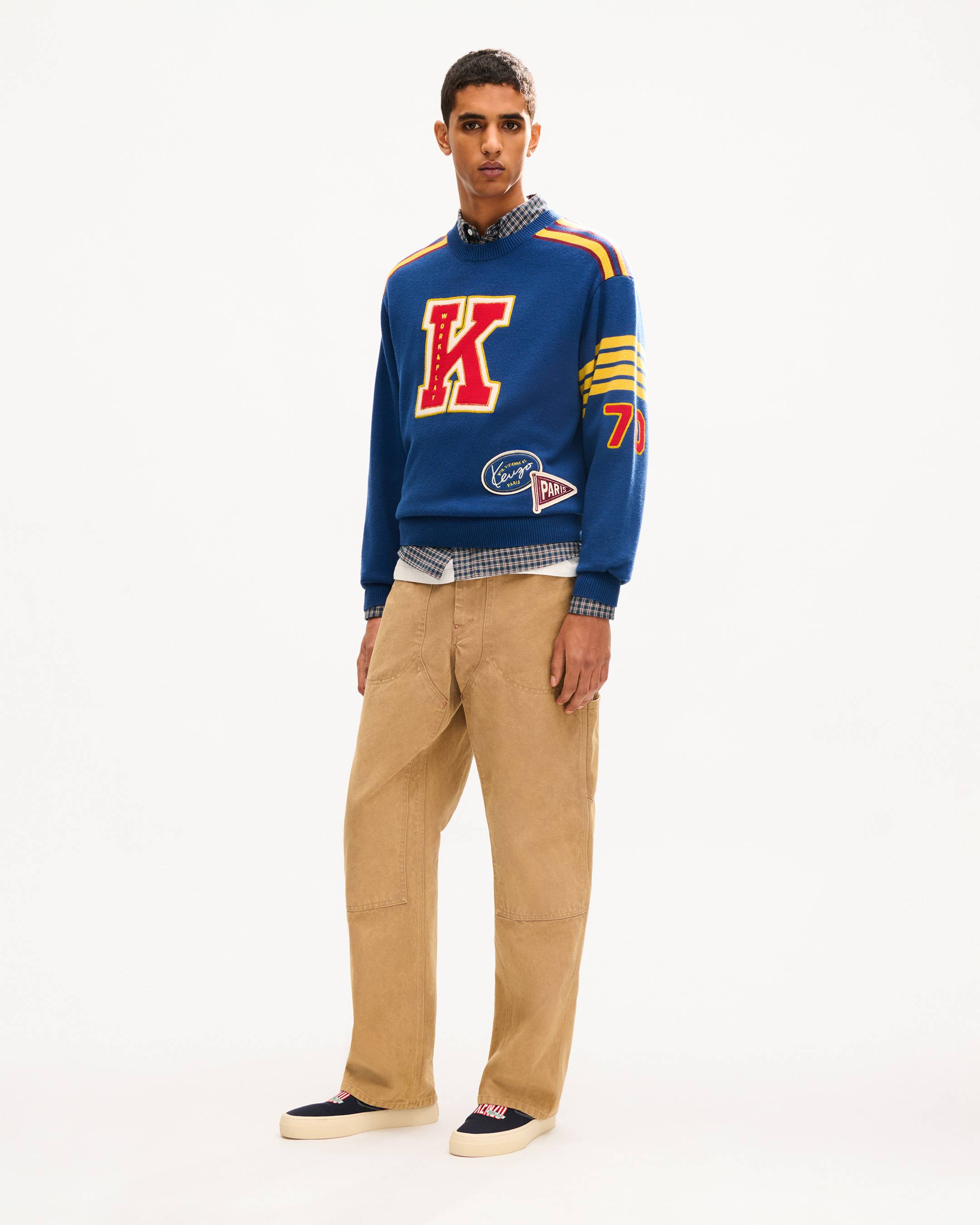 'KENZO Work And Play' embroidered jumper in wool and cotton