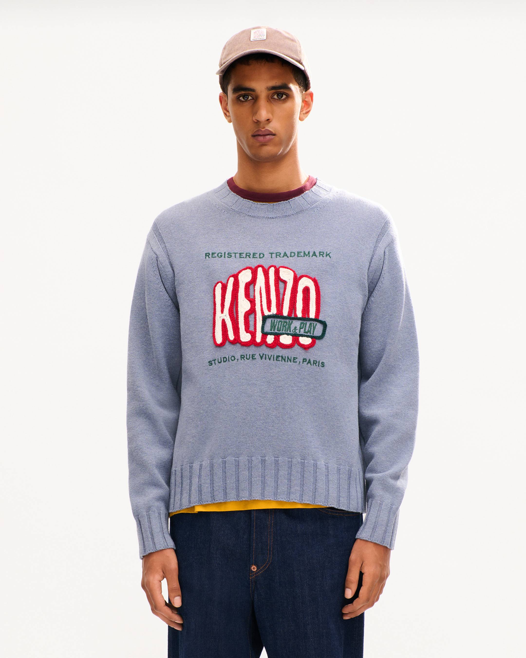 'KENZO Work And Play' embroidered jumper in wool and cotton