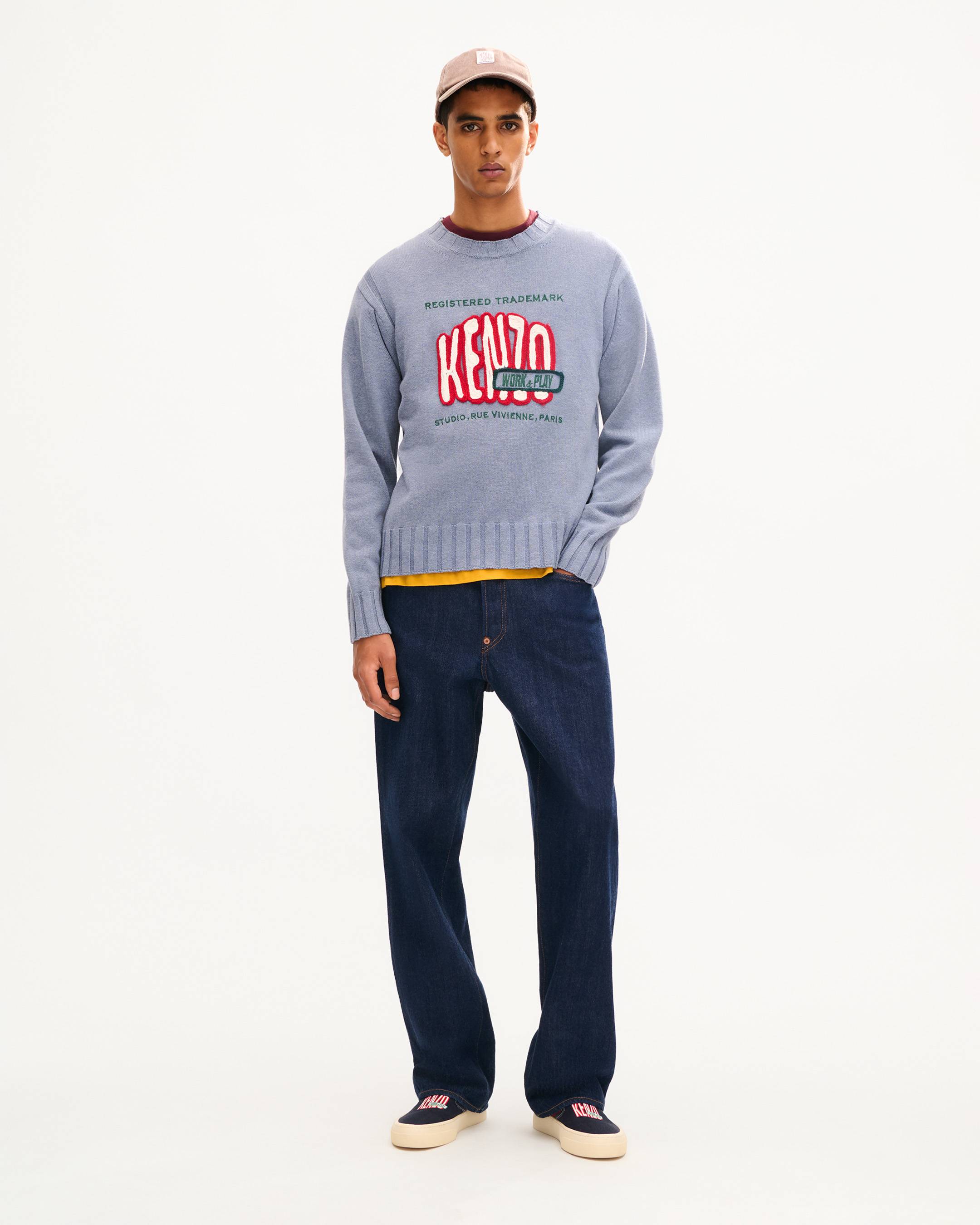'KENZO Work And Play' embroidered jumper in wool and cotton