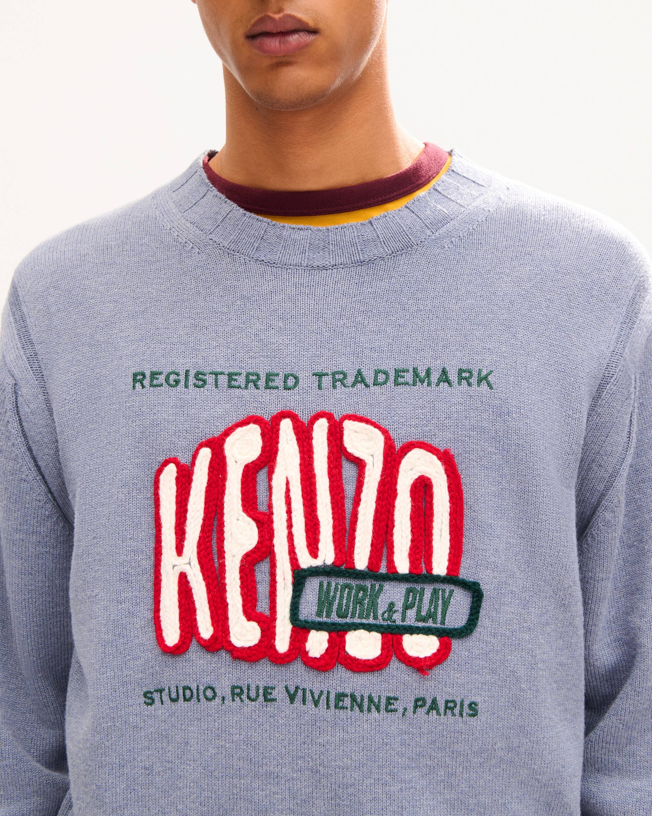 'KENZO Work And Play' embroidered jumper in wool and cotton