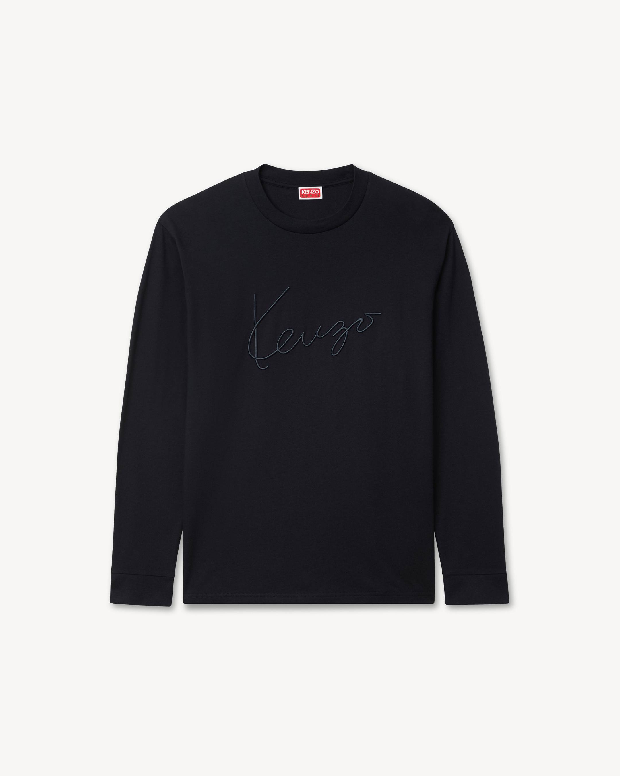 'KENZO Signature' embroidered long sleeves T-shirt in cotton