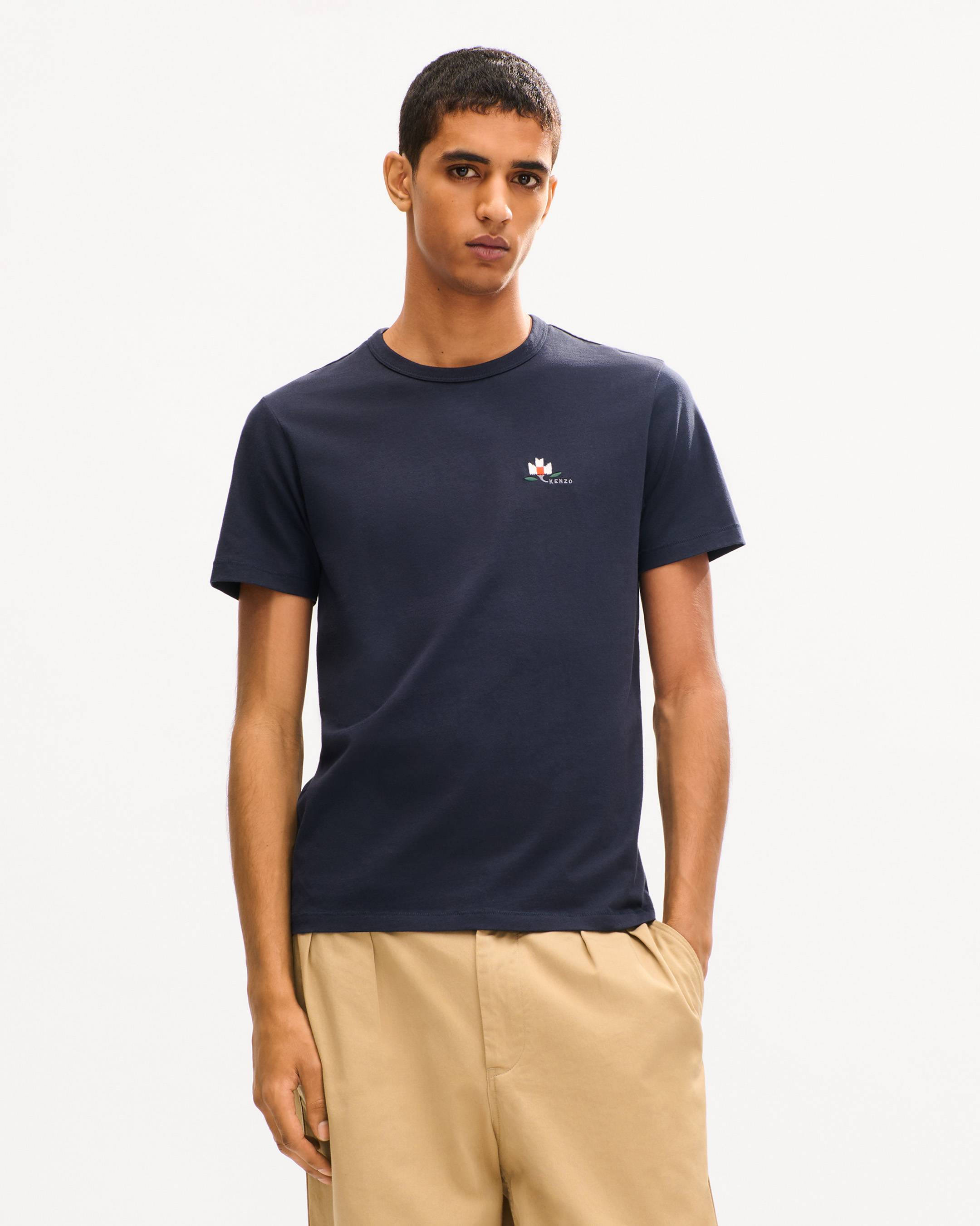 T-shirt ajust&eacute; brod&eacute; 'KENZO Ikat Flower' en coton