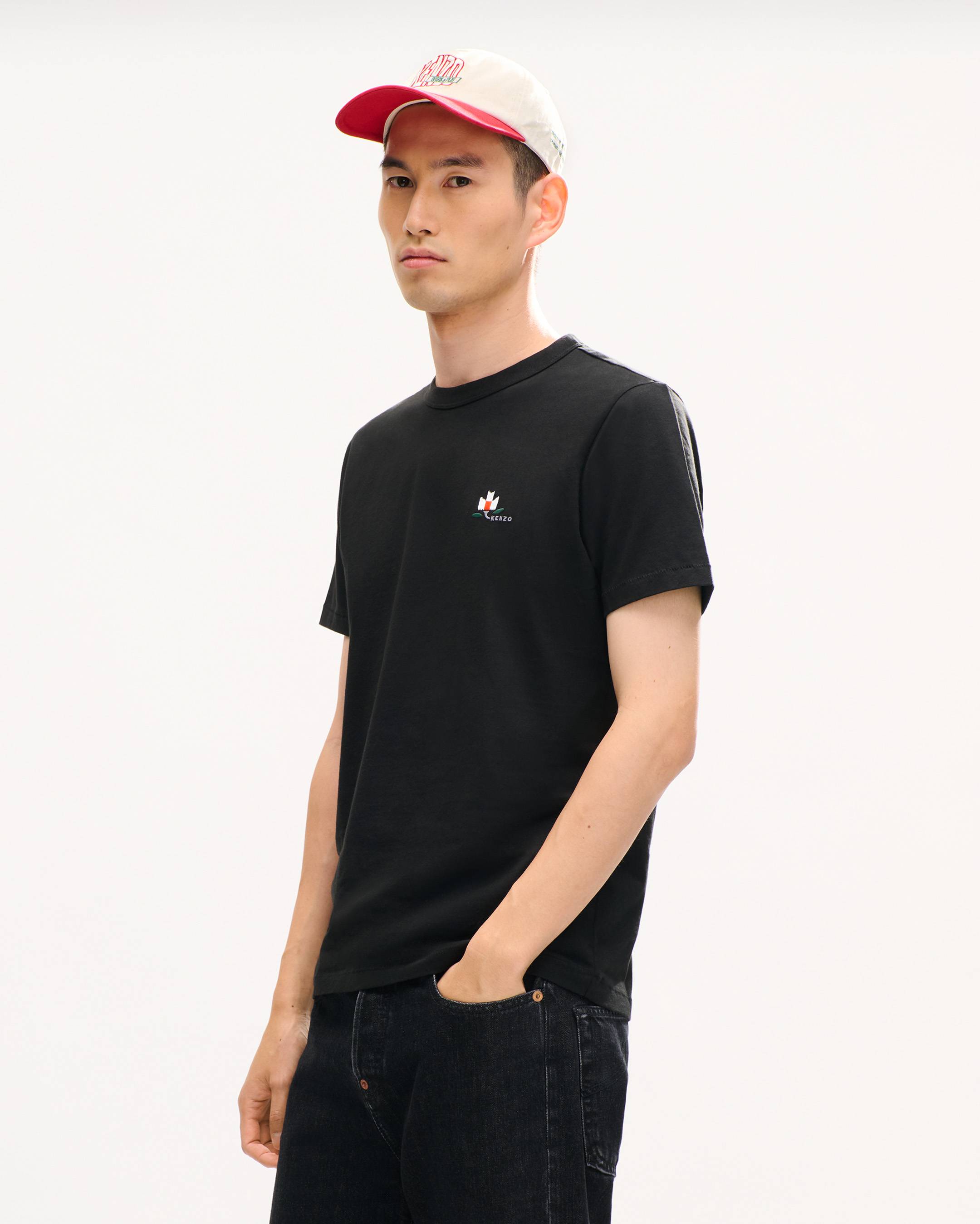 T-shirt slim fit in cotone ricamata 'KENZO Ikat Flower'