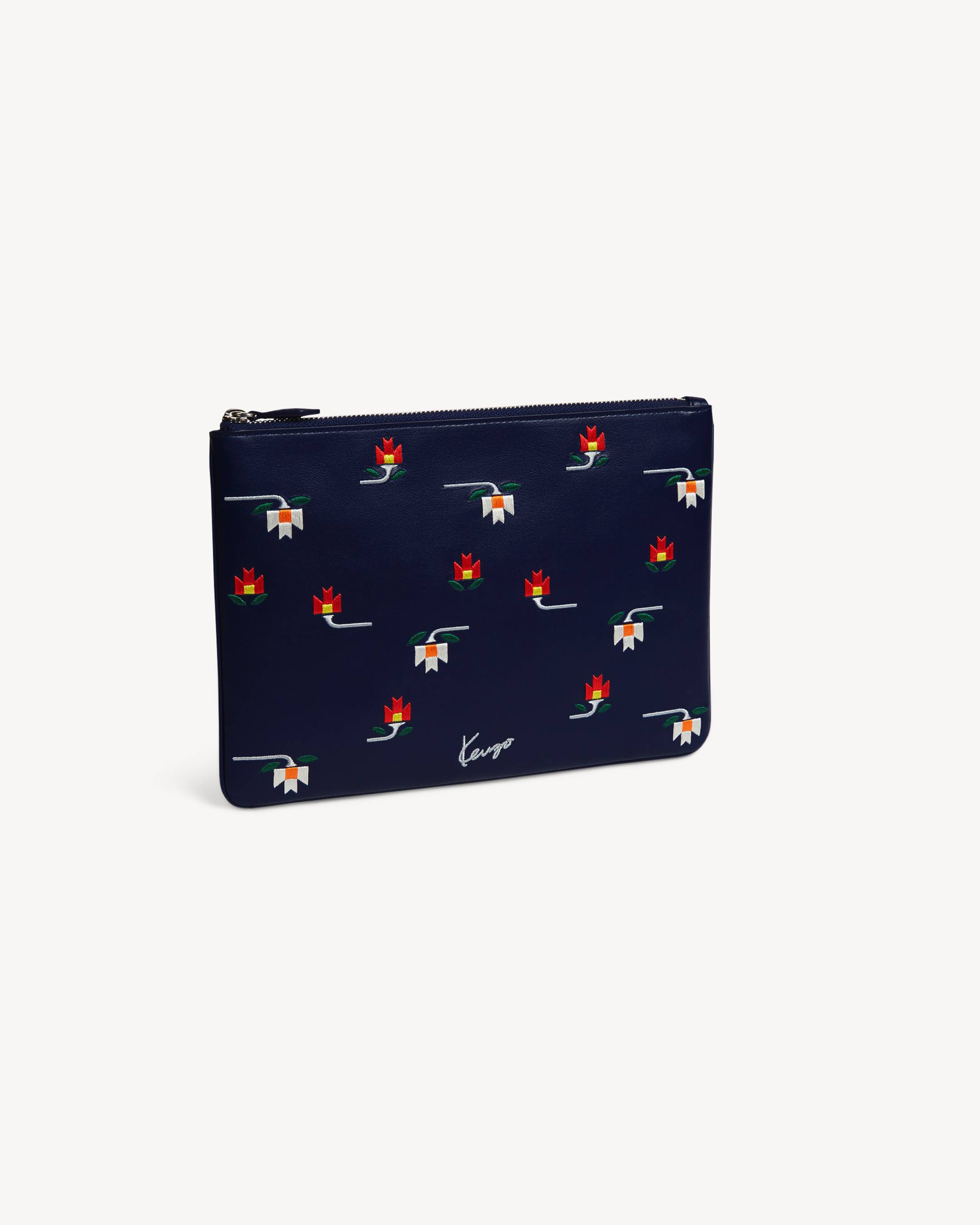 'KENZO Ikat Flower' pouch in leather