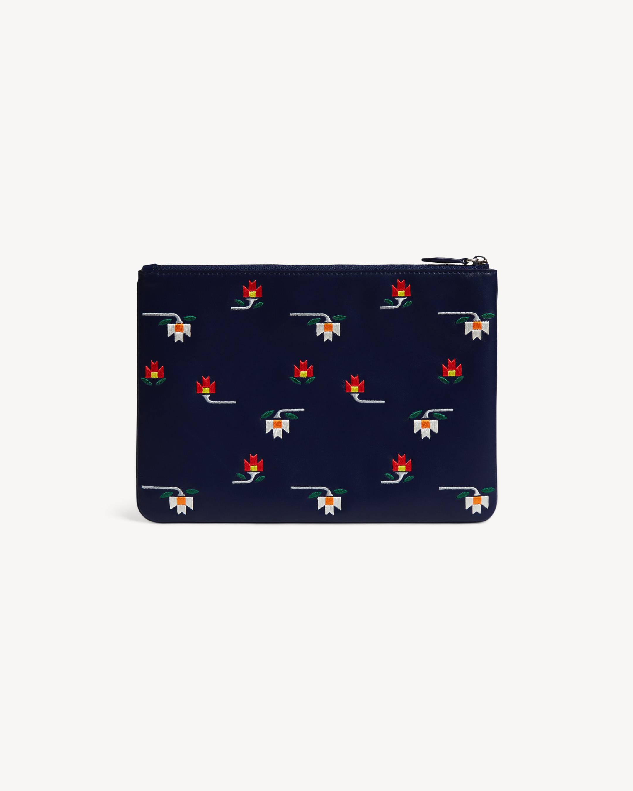 'KENZO Ikat Flower' pouch in leather