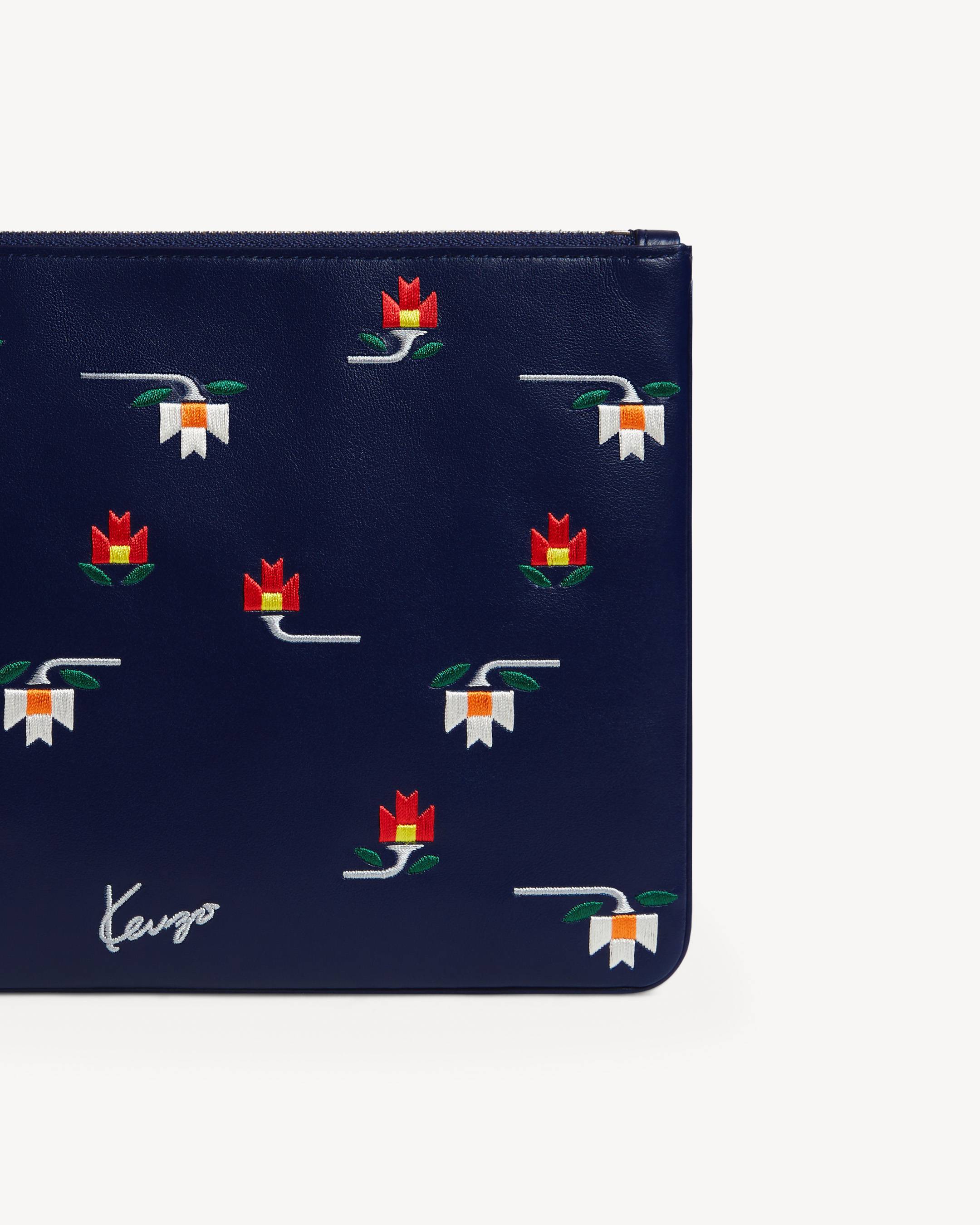 'KENZO Ikat Flower' pouch in leather