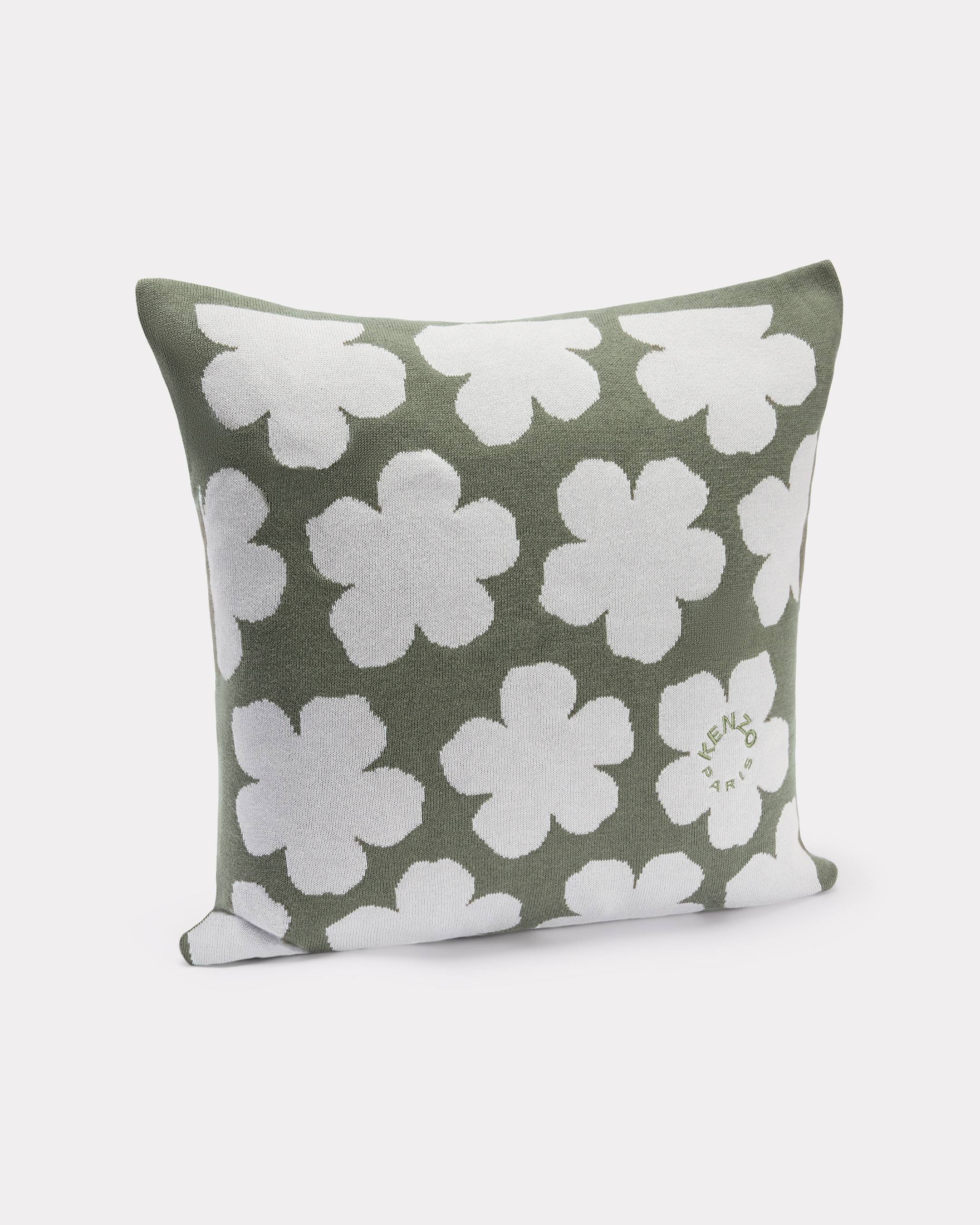 KENZO 'K Hanadot' Knit Cushion Cover Pale Khaki Green Mens - Size One