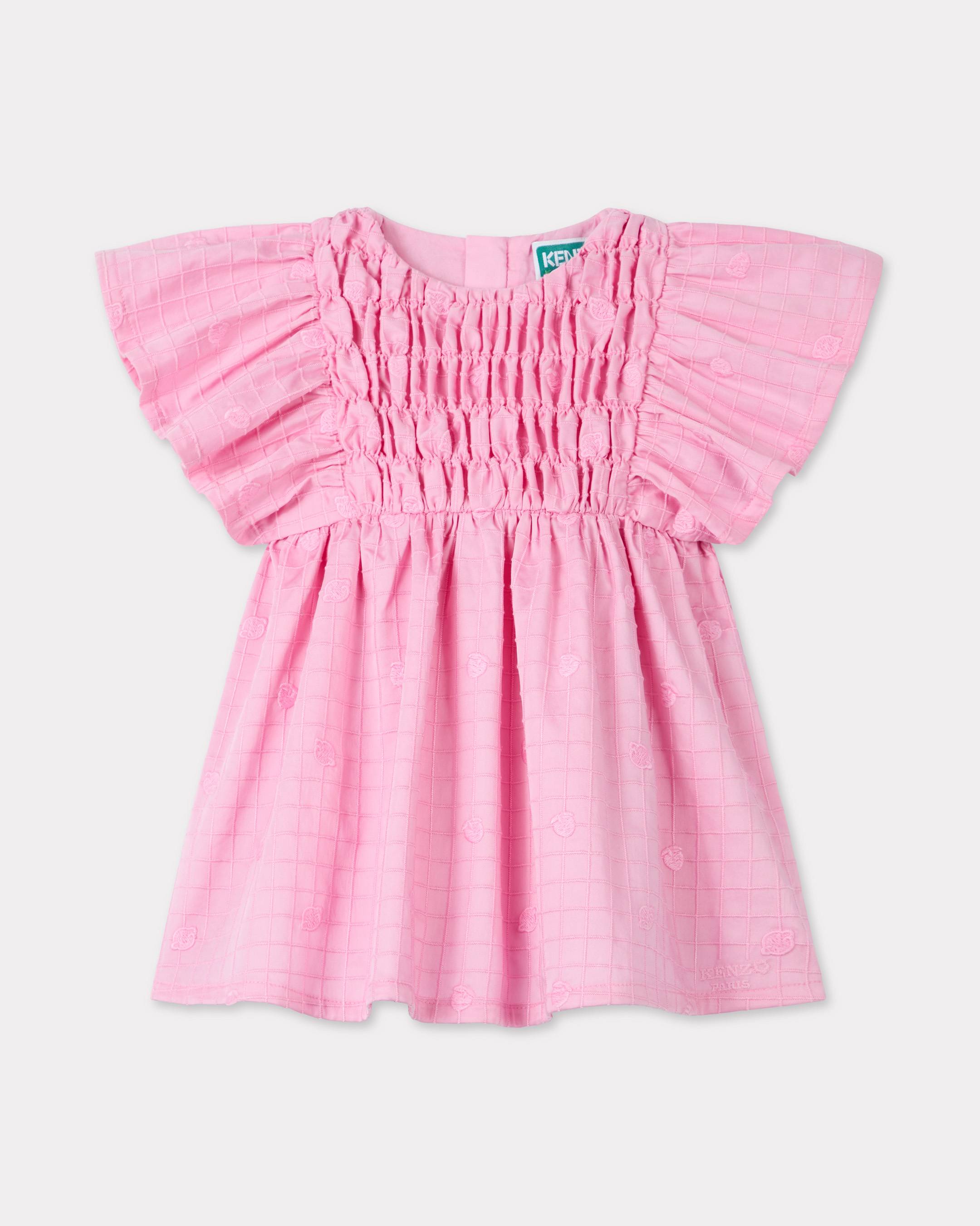 KENZO Kids 'Fruits Stickers' Embroidered Cotton Satin Dress Pink - Womens Size 4a