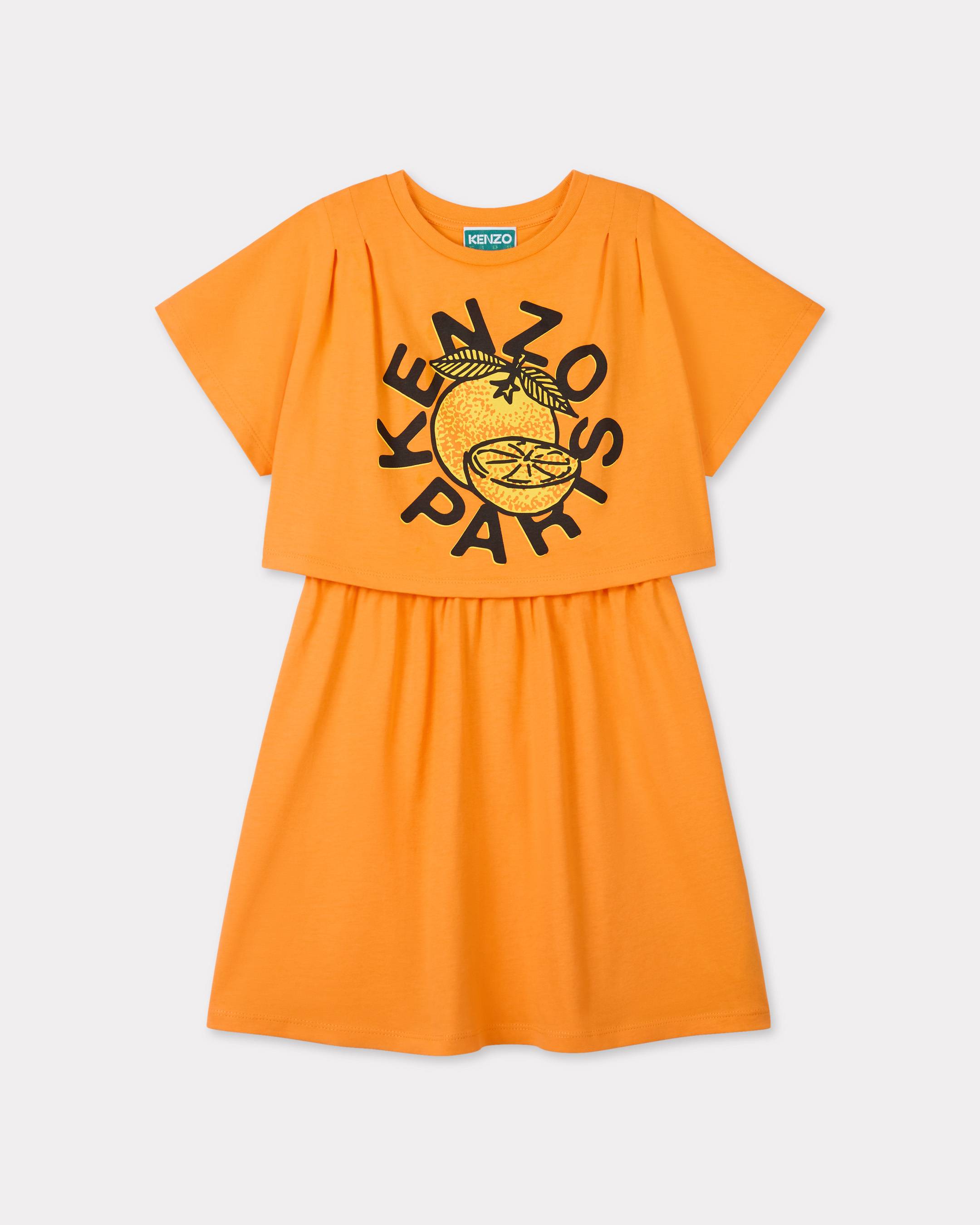 KENZO Kids 'Fruits Stickers' Cotton Dress Orange Girls - Size 12Yrs