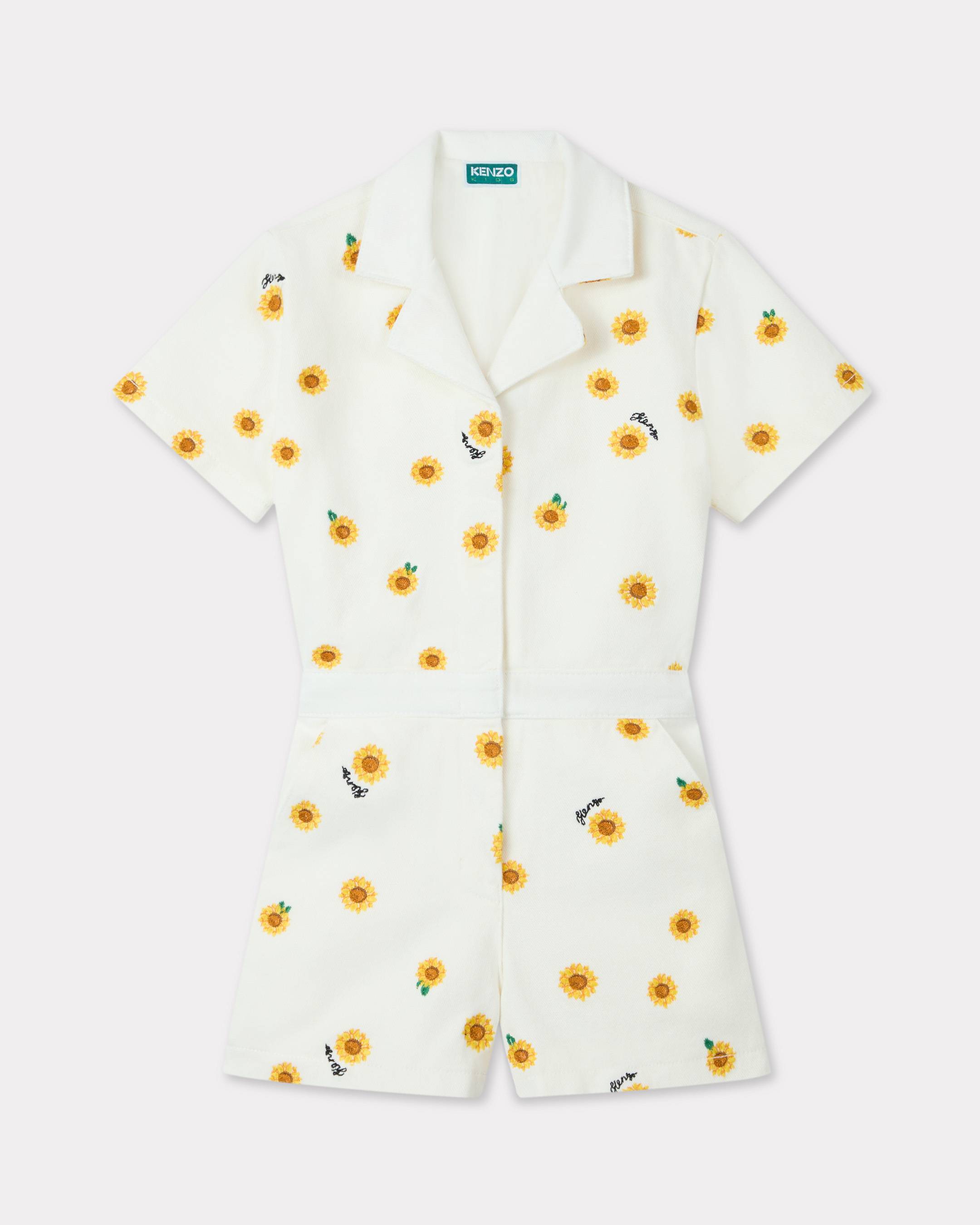 KENZO Enfants Combishort 'Sun Flower' En Coton, Unisex, Blanc, Taille , 4a