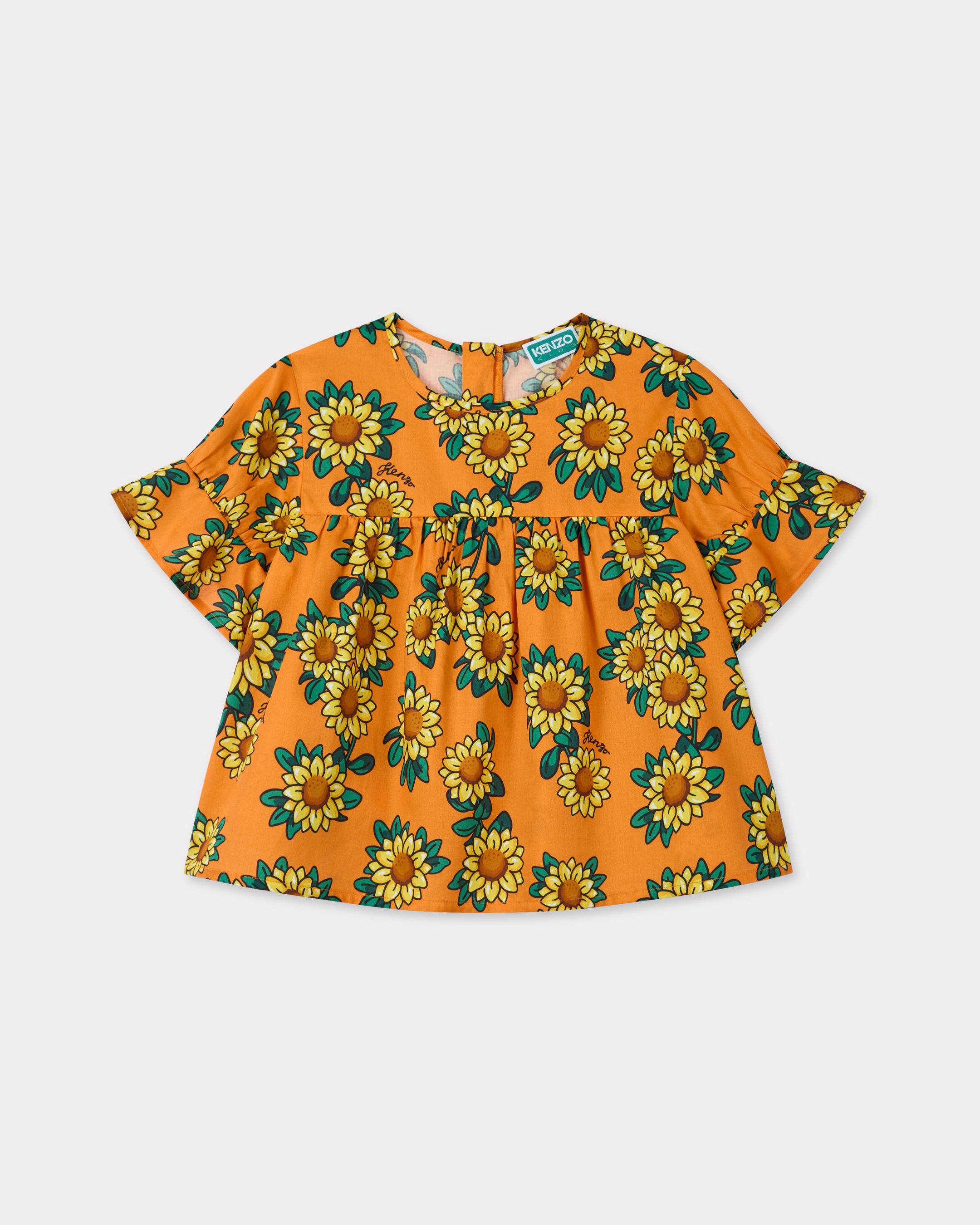 KENZO Kids 'Sun Flower' Blouse , Kids, Orange, Size 4Yrs, Cotton