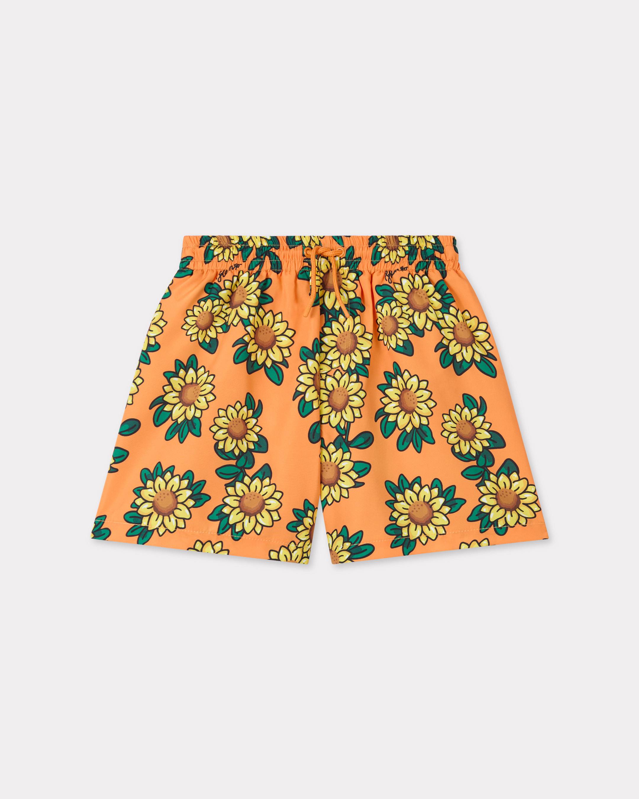 KENZO Kids 'Sun Flower' Swim Shorts, Kids, Orange, Size 12Yrs, Polyester