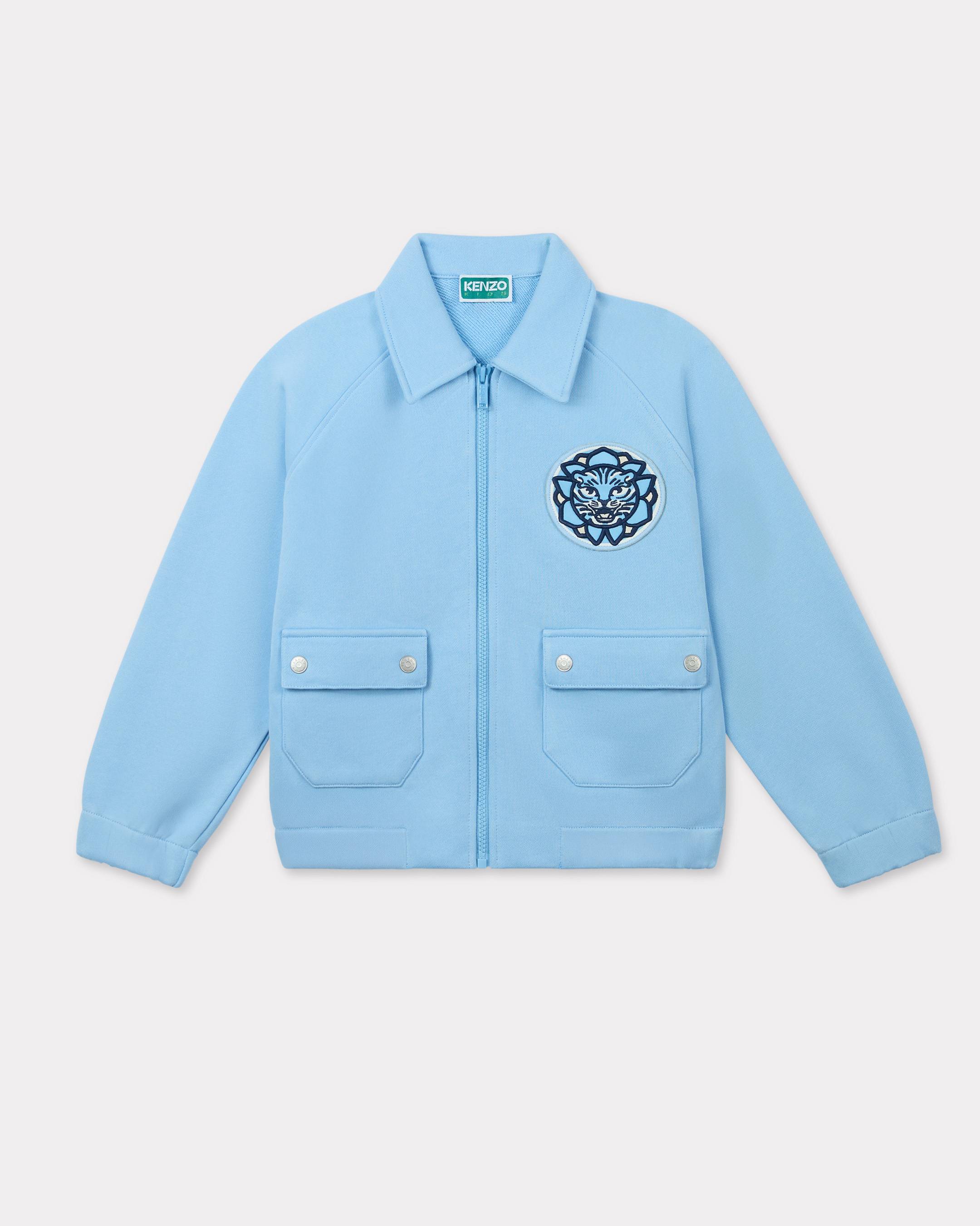KENZO Kids 'East West' Embroidered Cotton Sweatshirt, Kids, Sky Blue, Size 6Yrs,