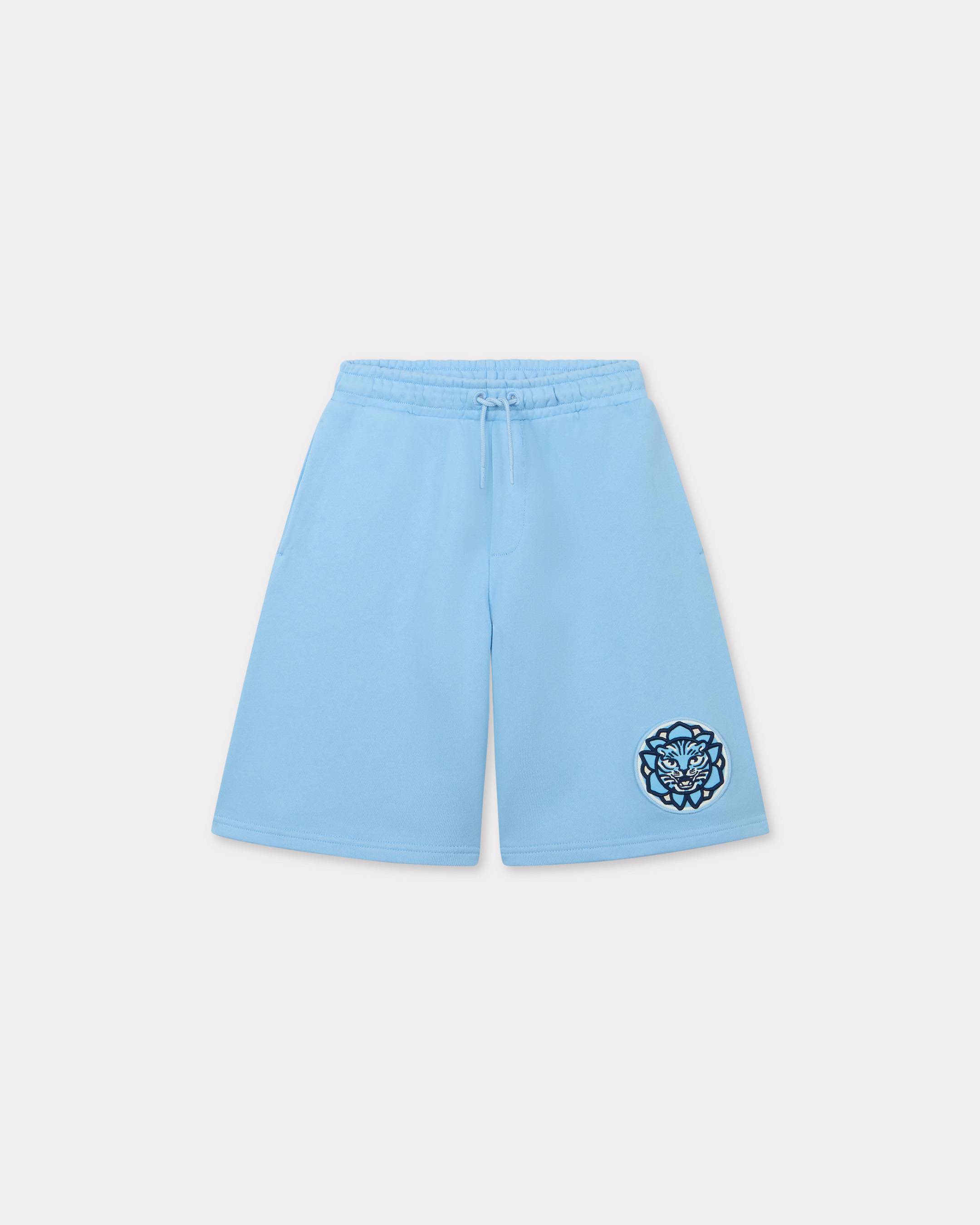 KENZO Kids 'East West' Embroidered Bermuda Shorts , Kids, Sky Blue, Size 4Yrs, Cotton