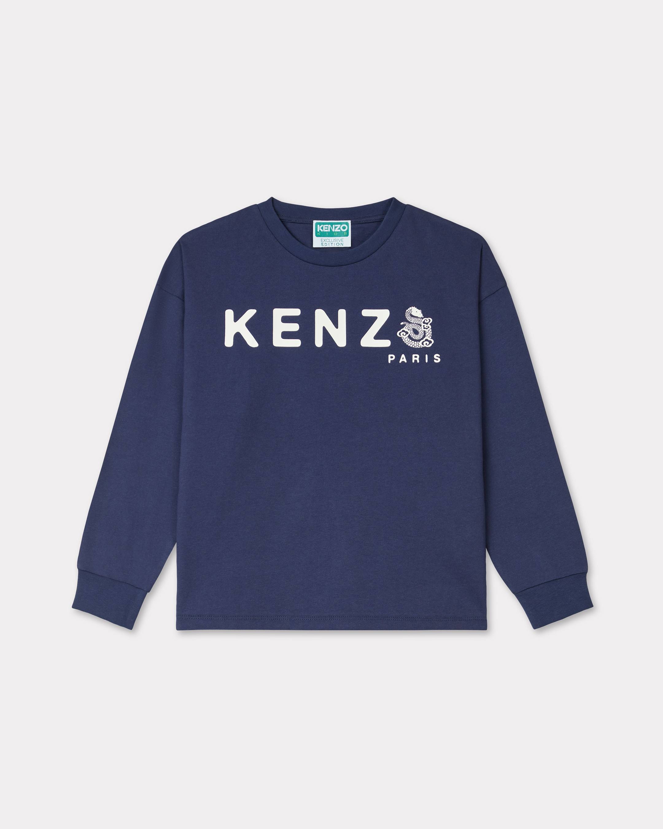 KENZO Kids 'Lunar New Year' Long-sleeved T-shirt , Kids, Navy Blue, Size 10Yrs, Cotton