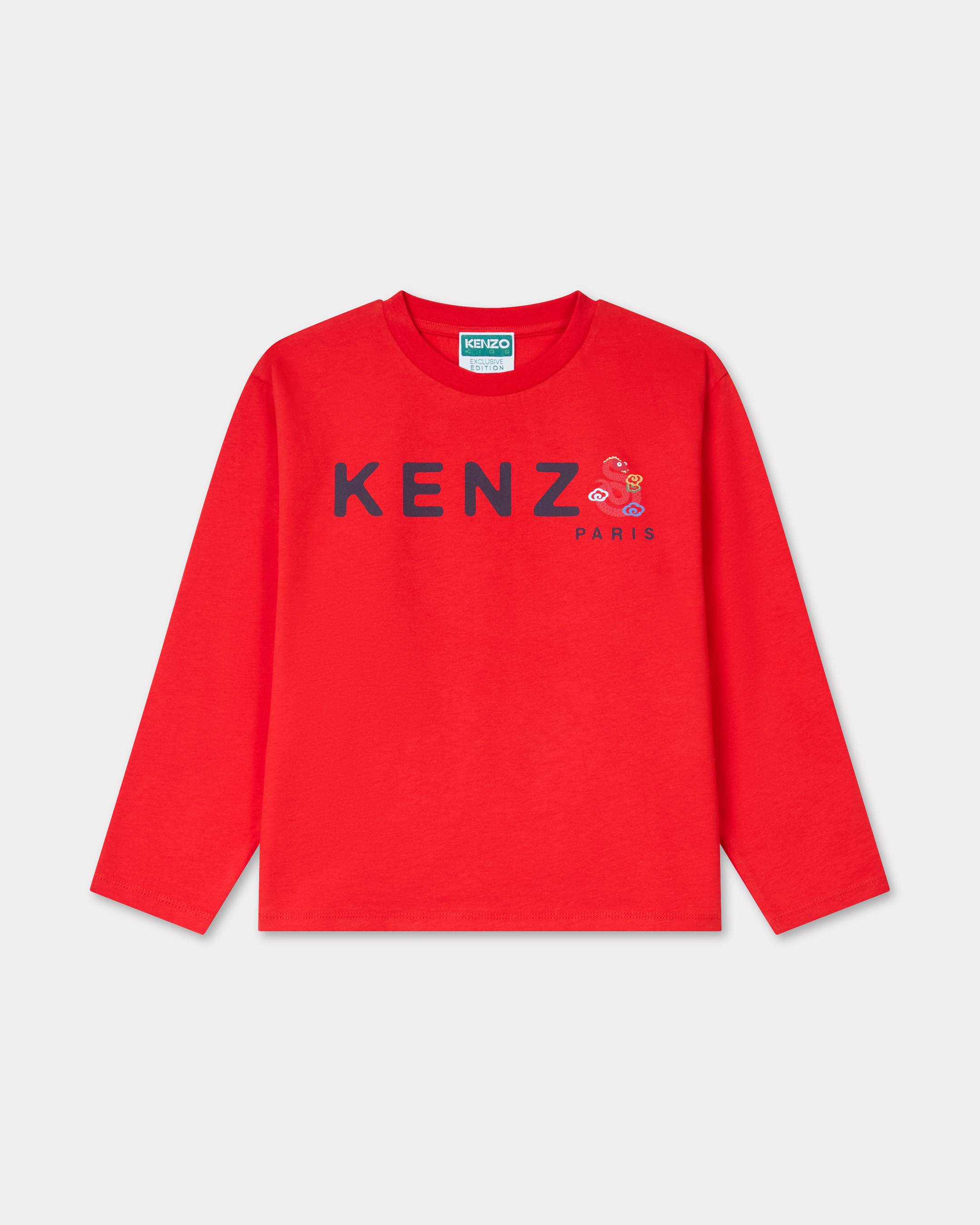 Kenzo Enfants T-shirt à Manches Longues 'Lunar New Year' En Coton Unisexe Orange Fonce - Taille 10a