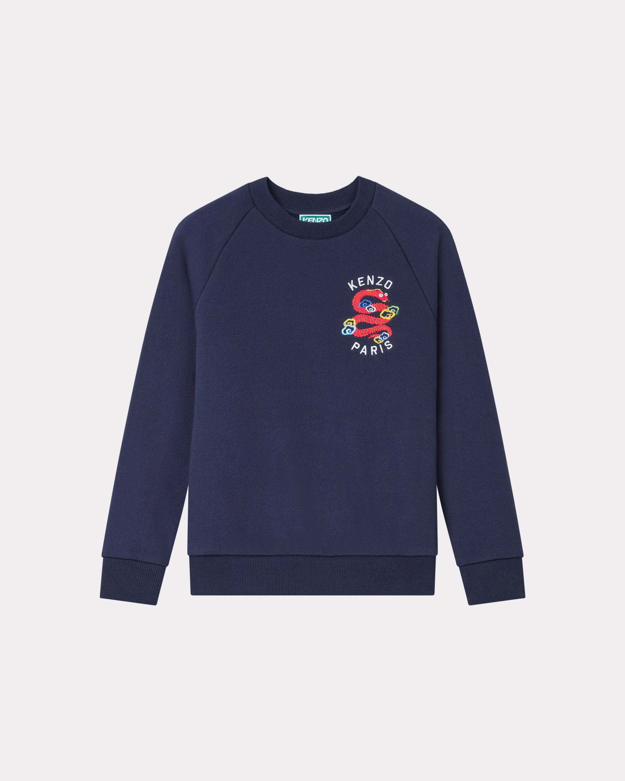 Kenzo Enfants Sweatshirt Brodé 'Lunar New Year' En Coton Unisexe Bleu Marine - Taille 10a