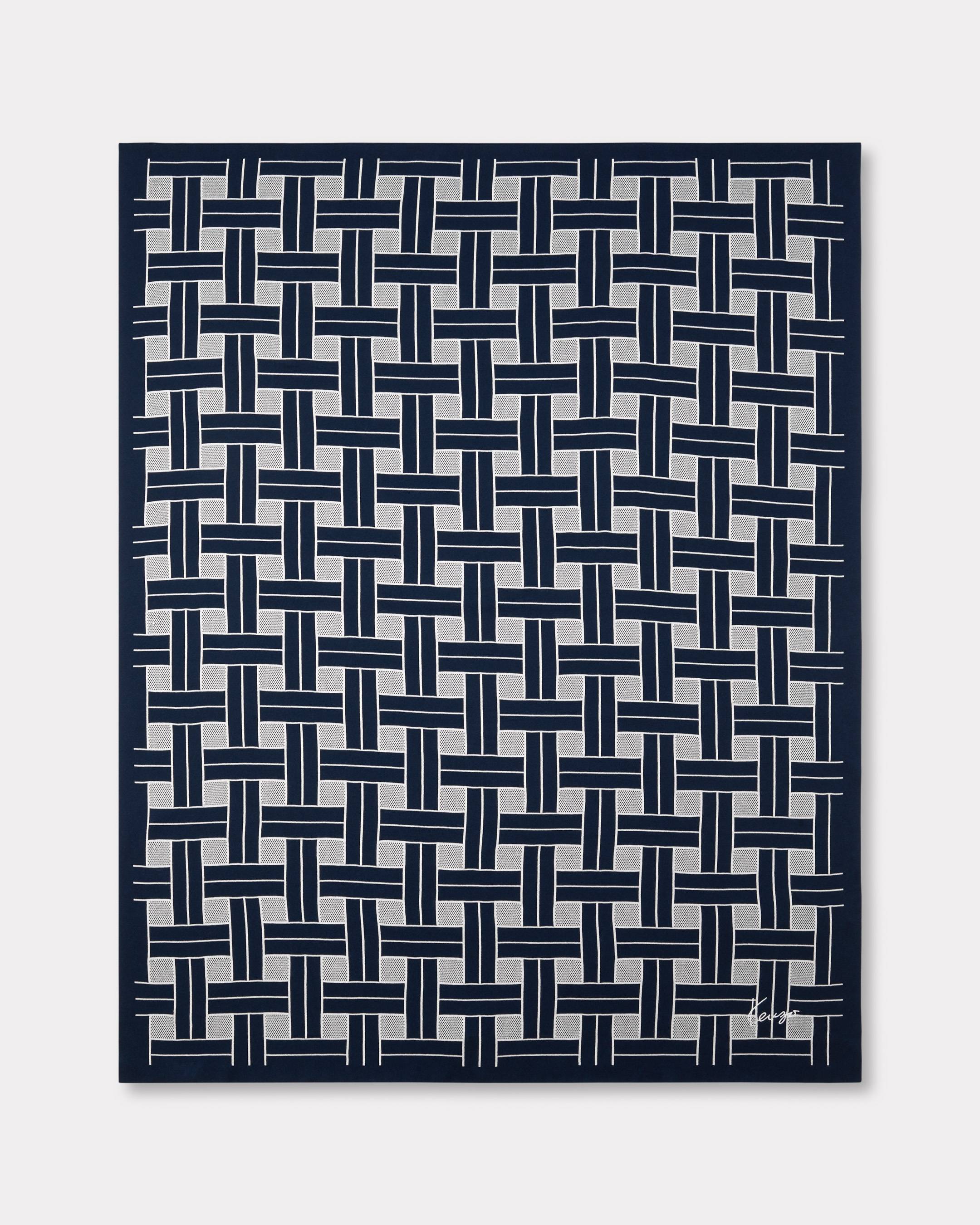 KENZO 'Kenzo Weave' Embroidered Plaid Navy Blue Mens - Size One