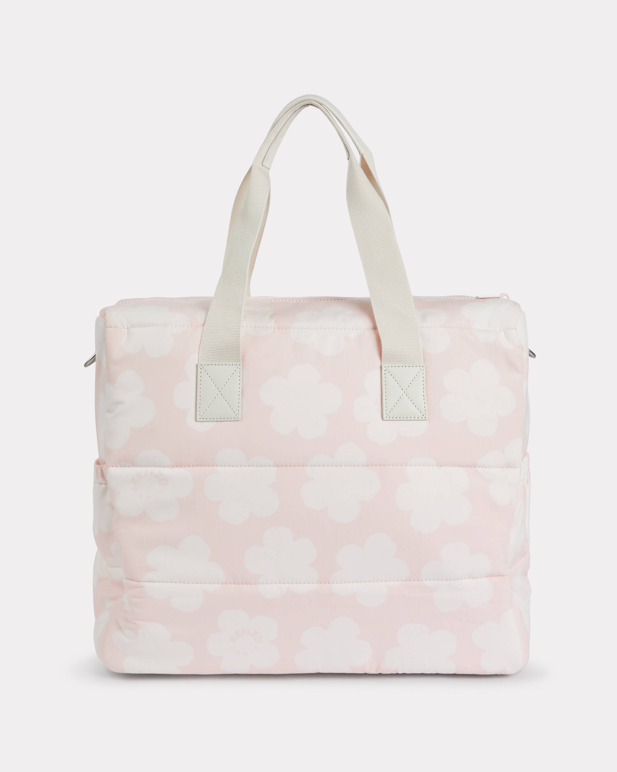 Quilted changing bag in poplin and leather