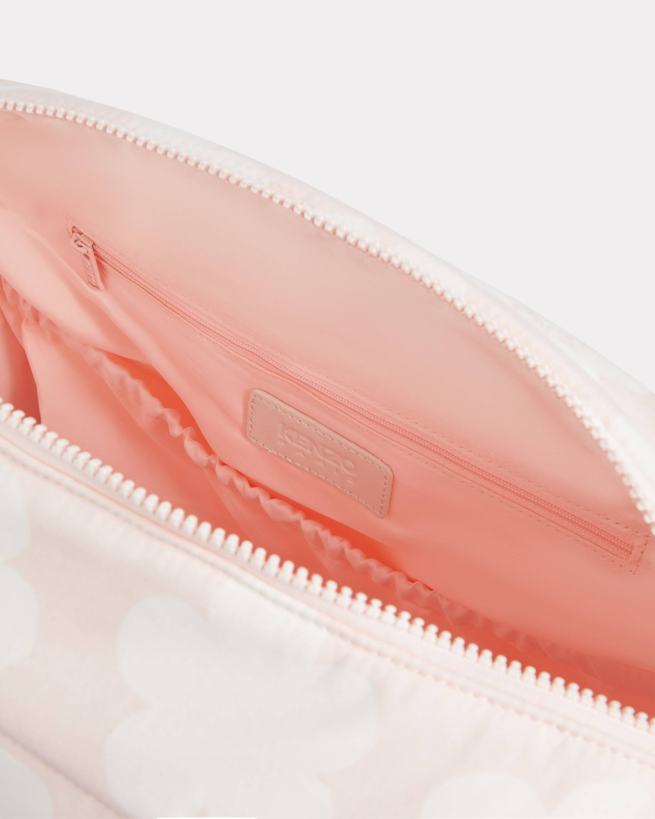Quilted changing bag in poplin and leather