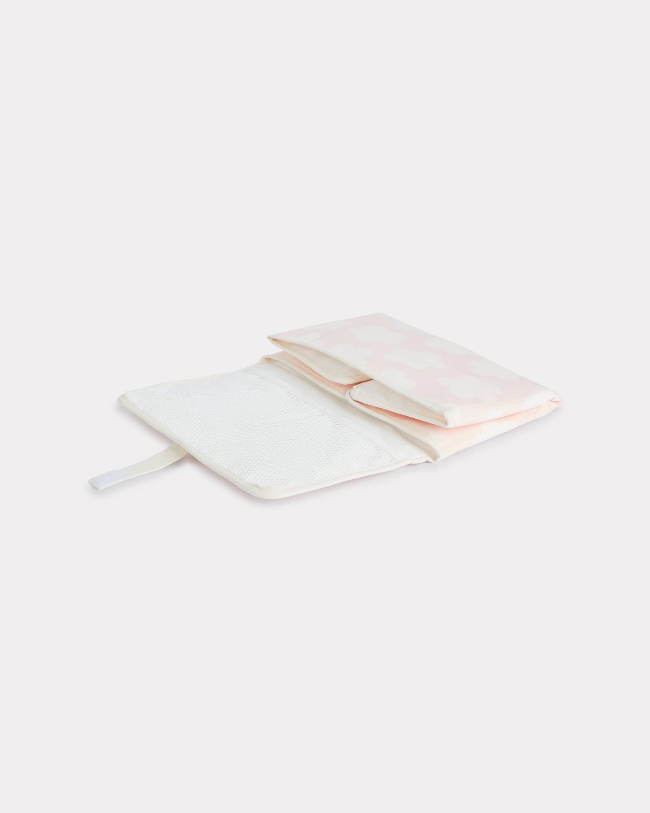 Quilted changing bag in poplin and leather