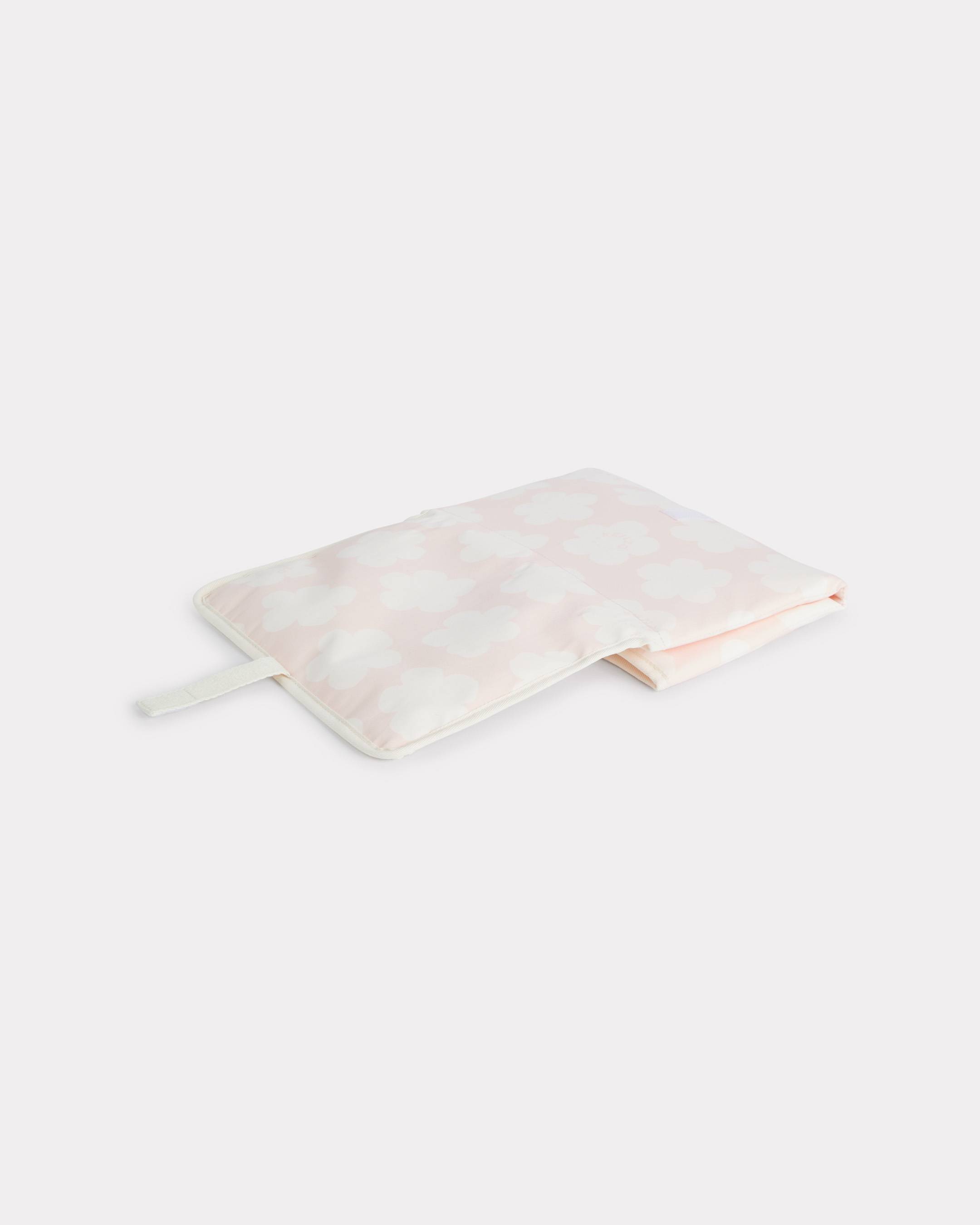 Quilted changing bag in poplin and leather