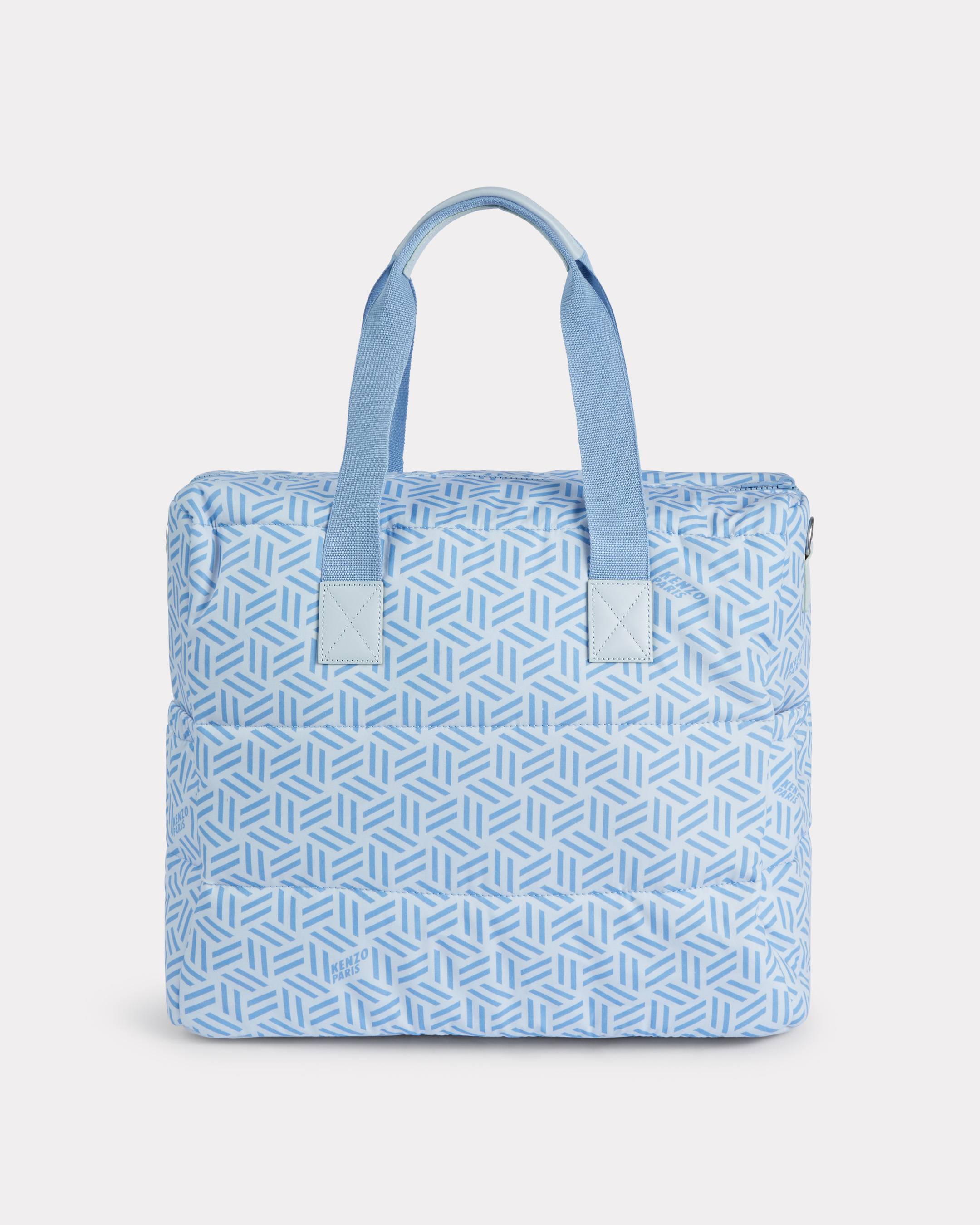 Quilted changing bag in poplin and leather