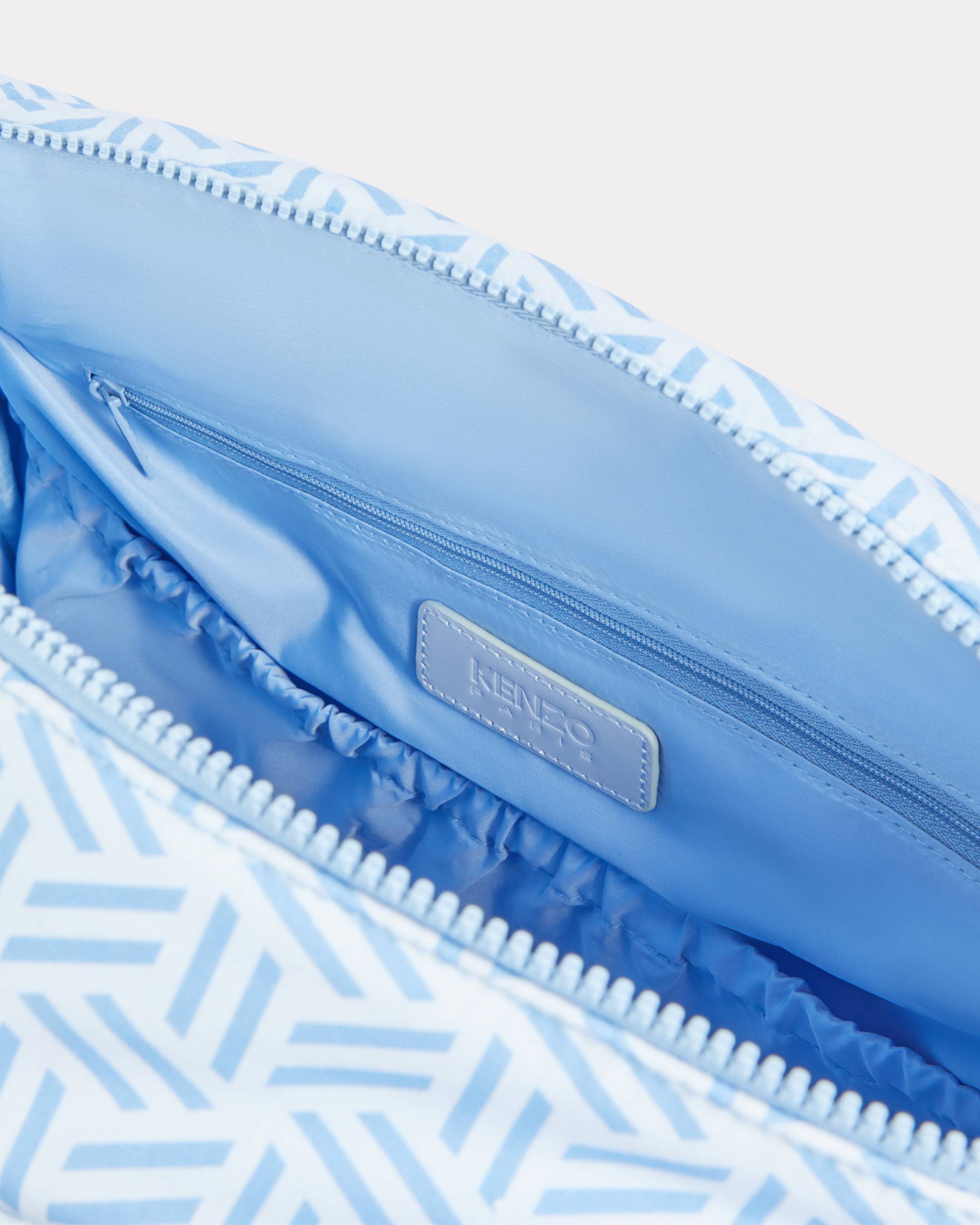 Quilted changing bag in poplin and leather