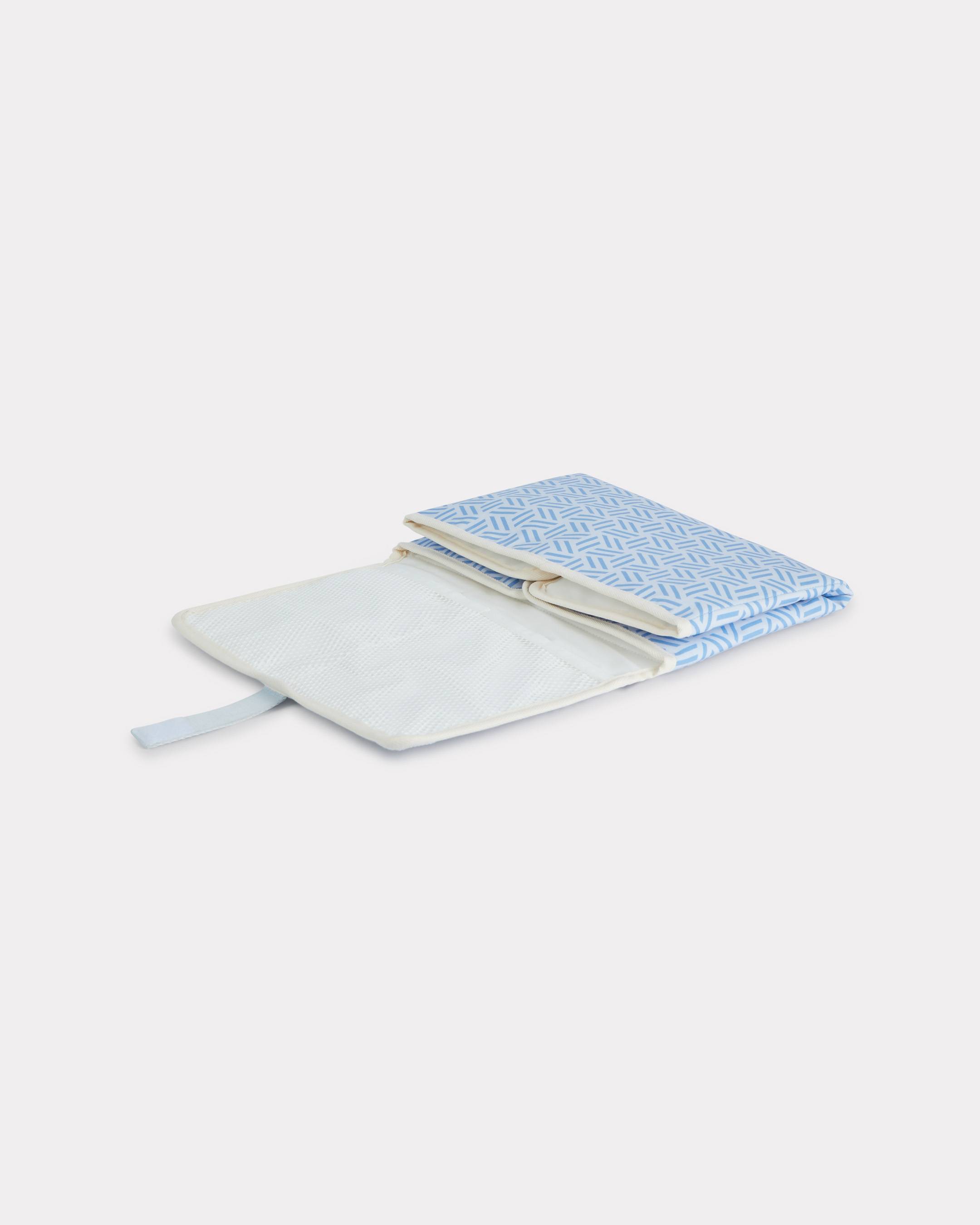 Quilted changing bag in poplin and leather