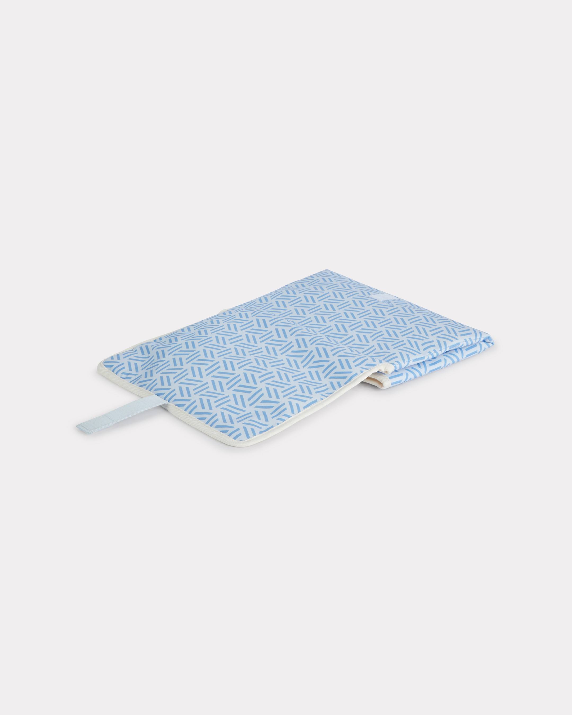 Quilted changing bag in poplin and leather