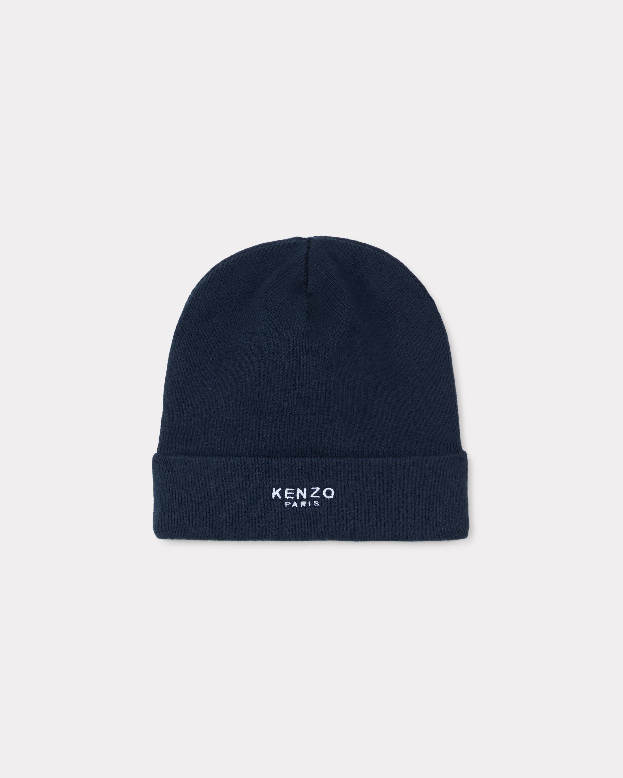 Embroidered hat in a cotton and wool blend